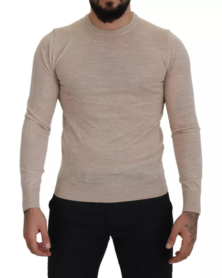 Πουλόβερ με λαιμόκοψη Dolce &amp; Gabbana Beige Virgin Wool Crew