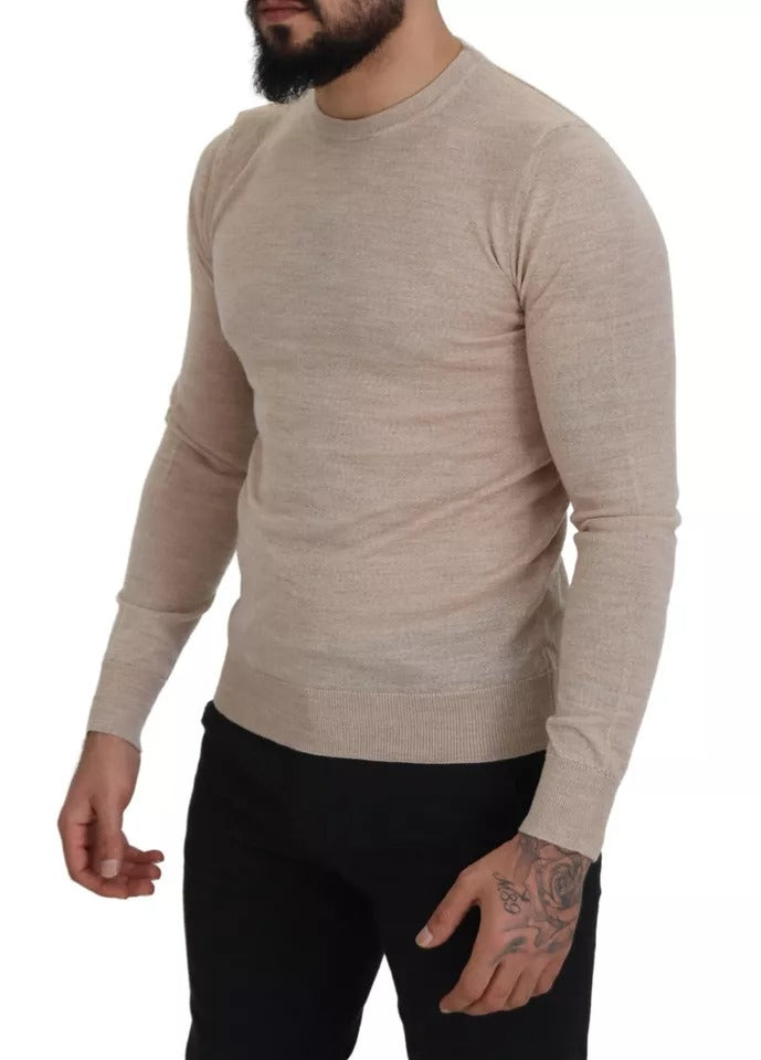 Πουλόβερ με λαιμόκοψη Dolce &amp; Gabbana Beige Virgin Wool Crew