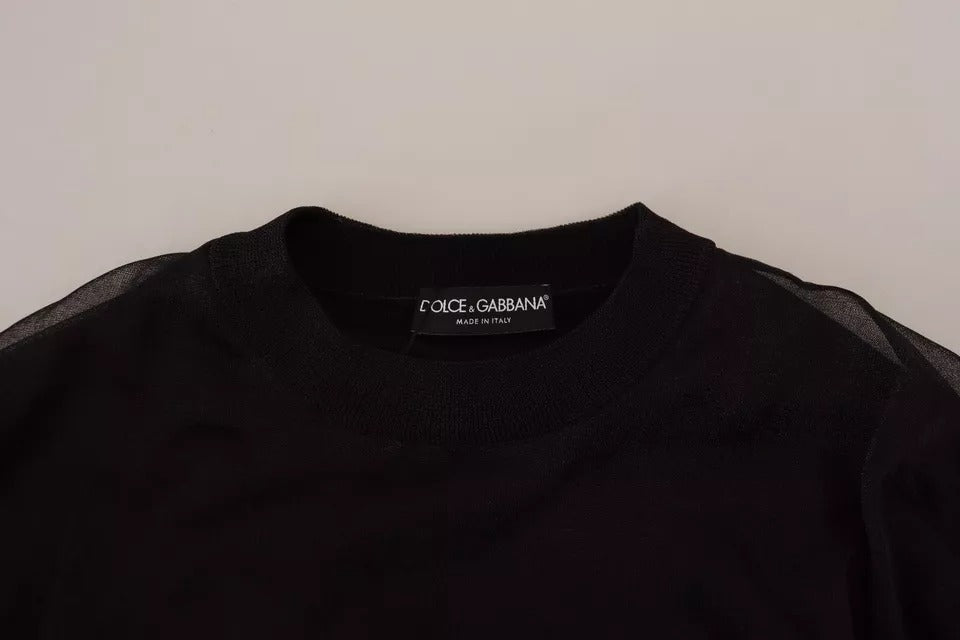 Dolce & Gabbana Black Polyester Logo Men Pullover Sweater