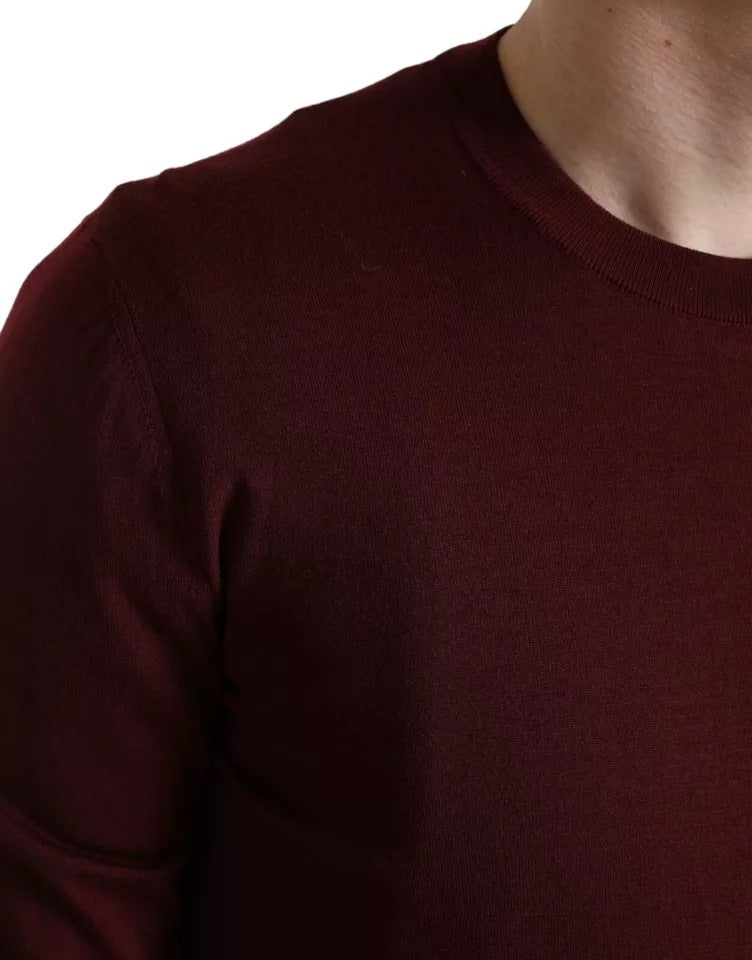 Πουλόβερ Dolce &amp; Gabbana Bordeaux Wool Knit Crew Neck πουλόβερ