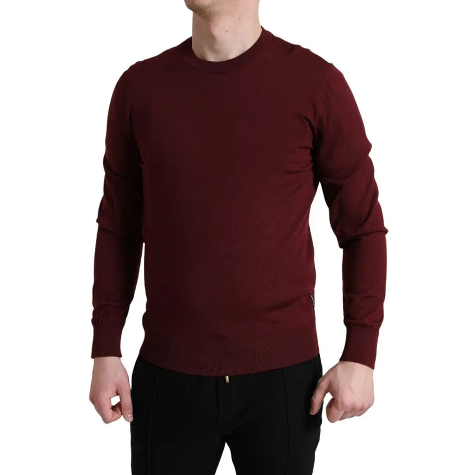 Πουλόβερ Dolce &amp; Gabbana Bordeaux Wool Knit Crew Neck πουλόβερ