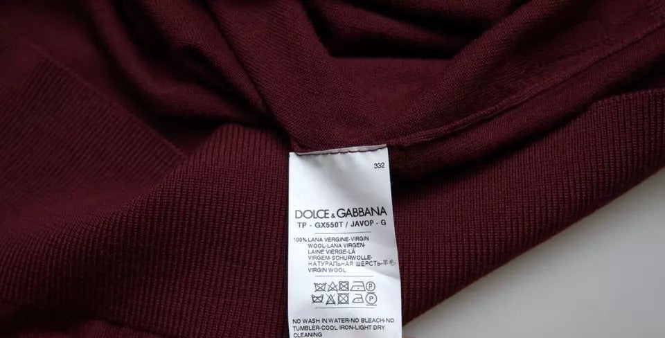 Πουλόβερ Dolce &amp; Gabbana Bordeaux Wool Knit Crew Neck πουλόβερ