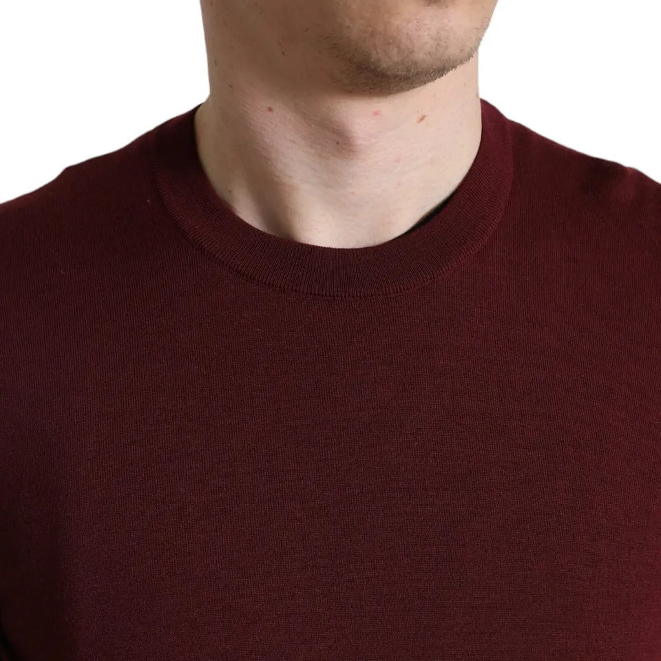 Πουλόβερ Dolce &amp; Gabbana Bordeaux Wool Knit Crew Neck πουλόβερ