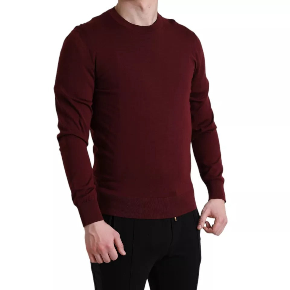 Πουλόβερ Dolce &amp; Gabbana Bordeaux Wool Knit Crew Neck πουλόβερ