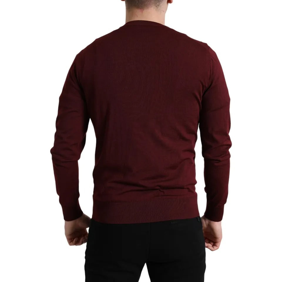 Πουλόβερ Dolce &amp; Gabbana Bordeaux Wool Knit Crew Neck πουλόβερ