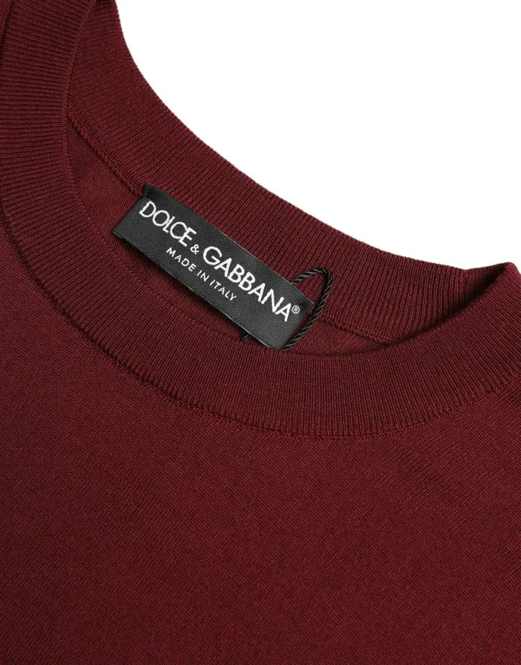 Πουλόβερ Dolce &amp; Gabbana Bordeaux Wool Knit Crew Neck πουλόβερ