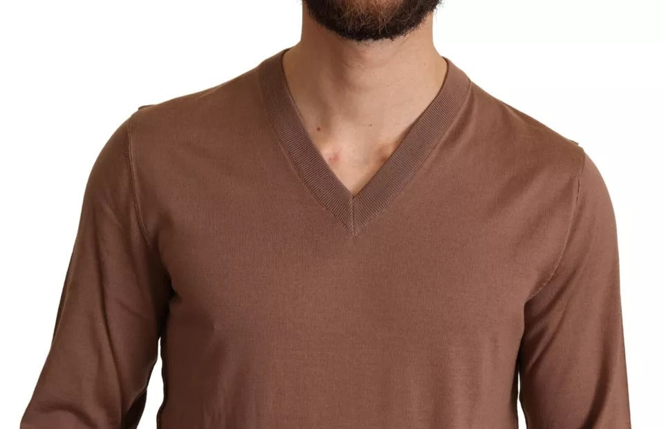 Πουλόβερ Dolce &amp; Gabbana Brown Silk Cashmere πουλόβερ