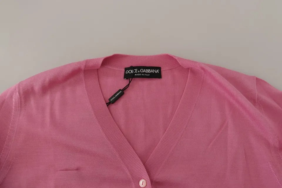 Ζακέτα πουλόβερ Dolce &amp; Gabbana Pink 100% Silk Button Down