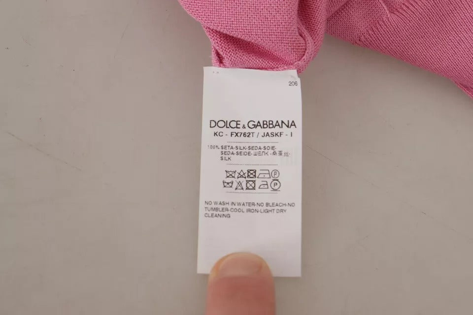 Ζακέτα πουλόβερ Dolce &amp; Gabbana Pink 100% Silk Button Down