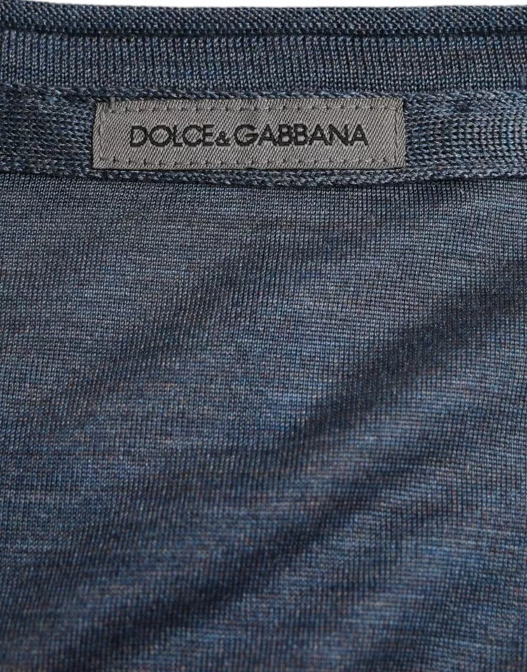 Πουλόβερ με στρογγυλή λαιμόκοψη Dolce &amp; Gabbana Σκούρο Μπλε μεταξωτό