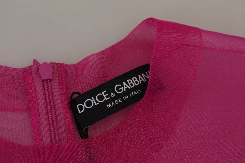 Dolce & Gabbana Fuchsia Polyester Crewneck Pullover Sweater