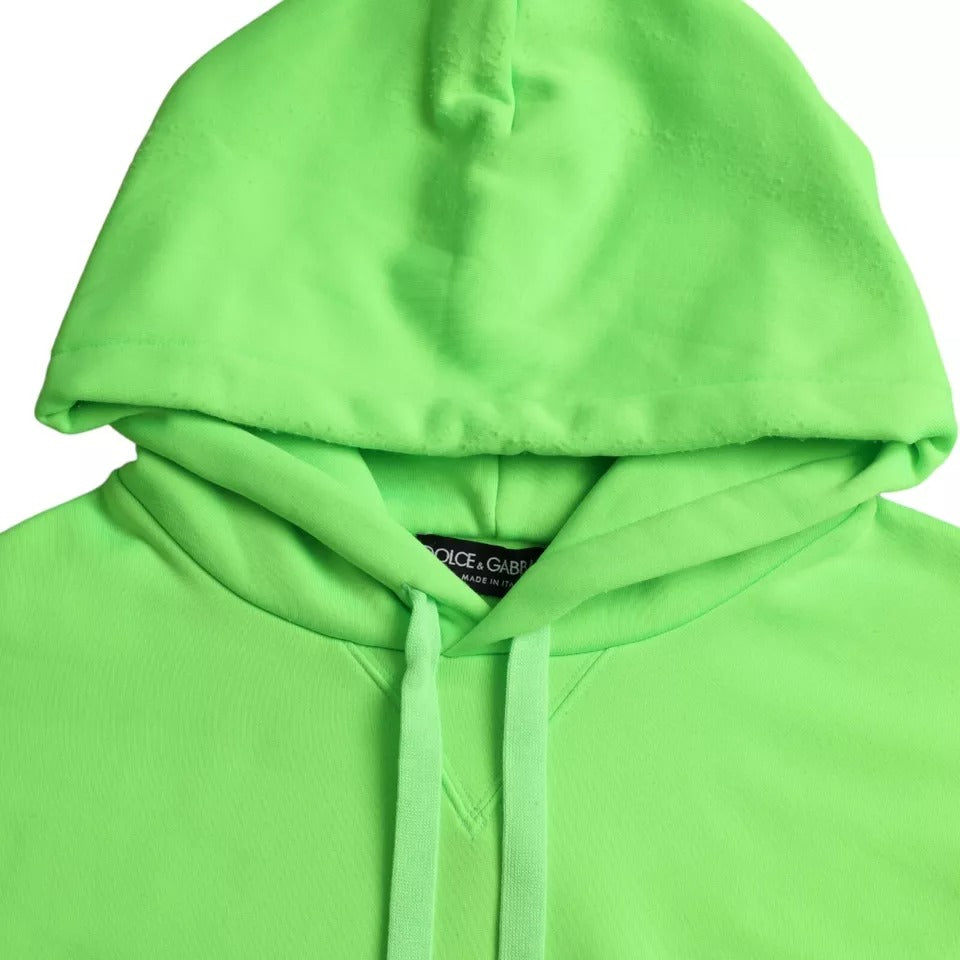 Dolce & Gabbana Neon Green Logo Pullover Hooded Sweatshirt Sweater