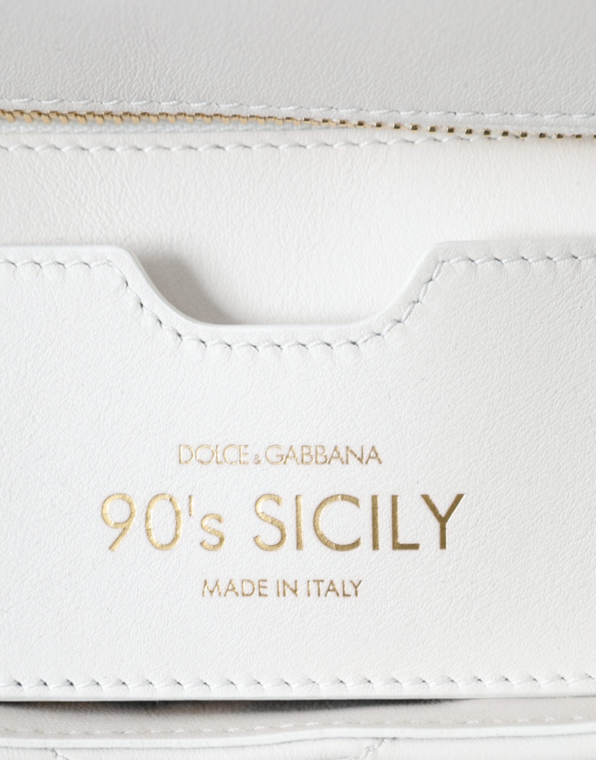 Dolce & Gabbana Λευκή Δερμάτινη 90's SICILY Ώμου Τσάντα Ταχυδρόμου