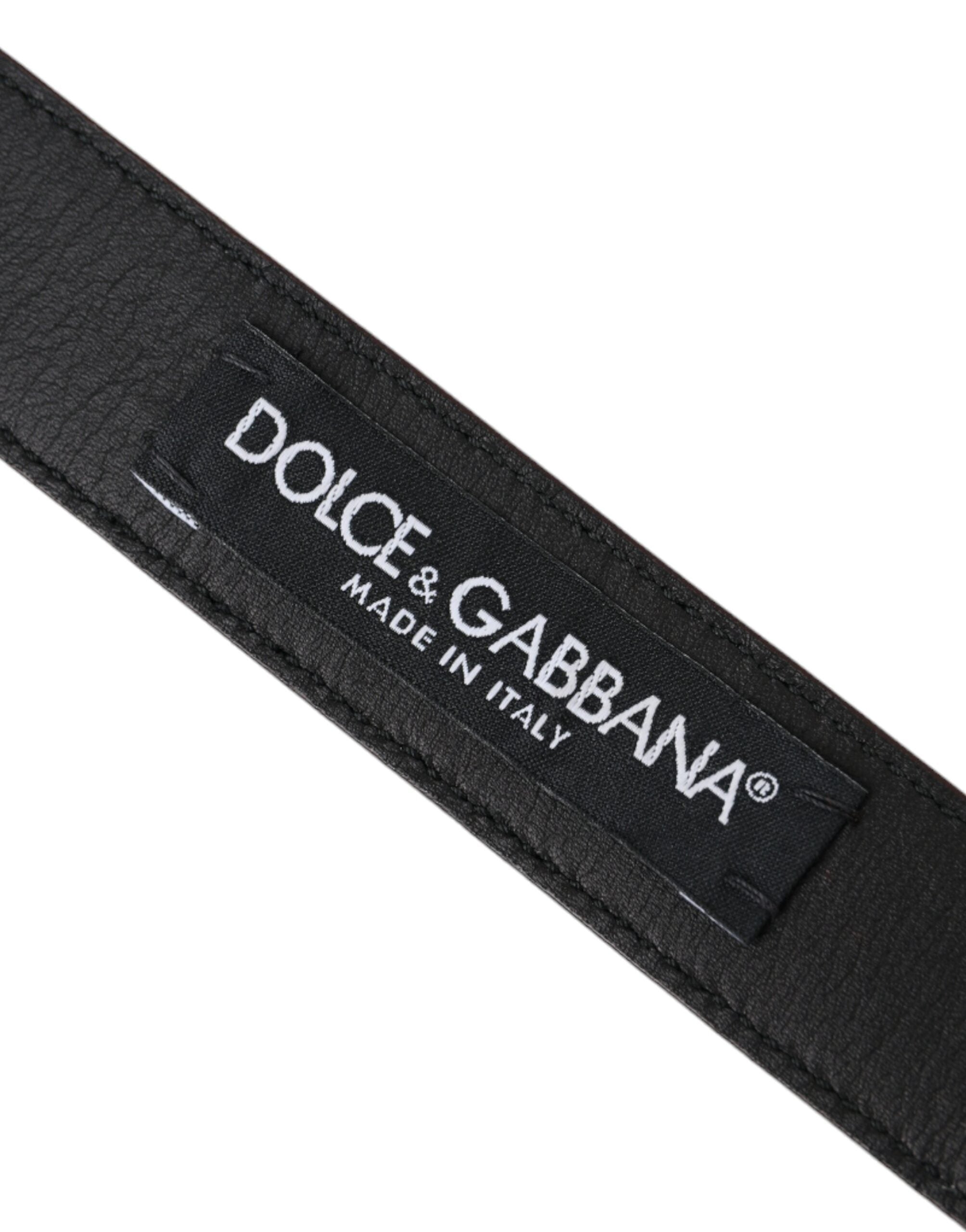 Ανδρική ζώνη Dolce &amp; Gabbana Καφέ Δερμάτινη Ασημένια Μεταλλική Πόρπη