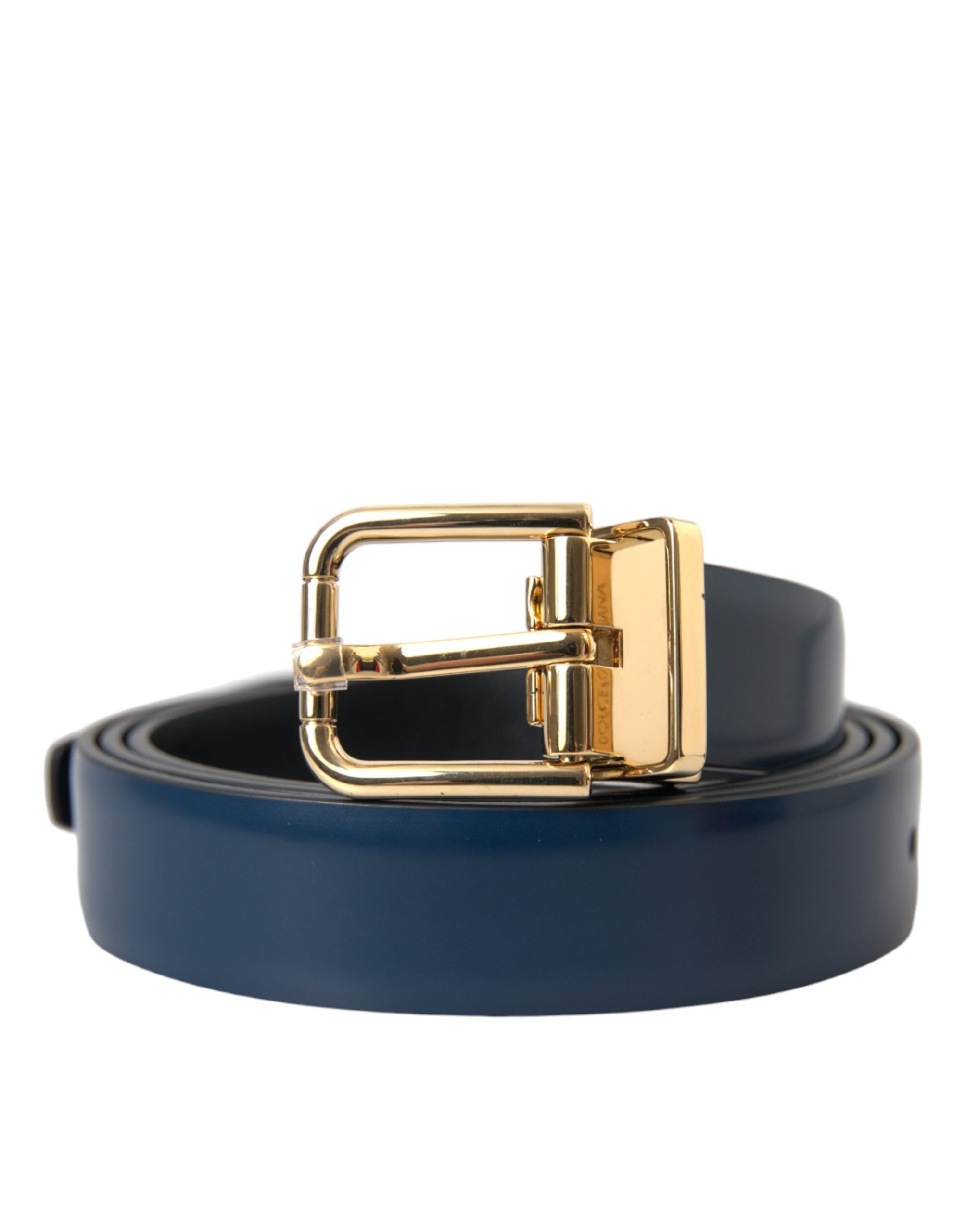 Ανδρική ζώνη Dolce &amp; Gabbana Blue Calf Δερμάτινη χρυσή μεταλλική πόρπη