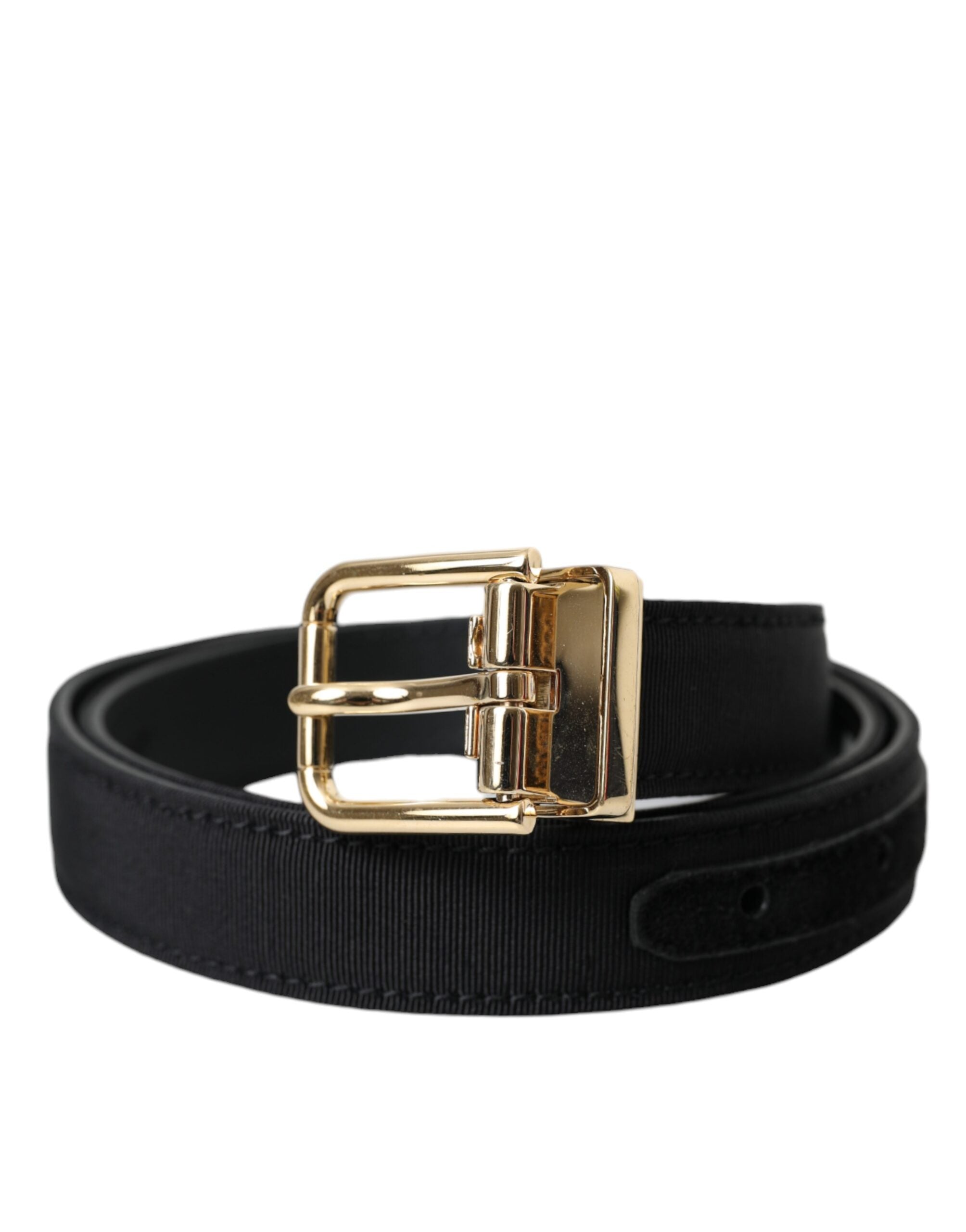 Ανδρική ζώνη με μεταλλική πόρπη Dolce &amp; Gabbana Black Gros Grain Gold