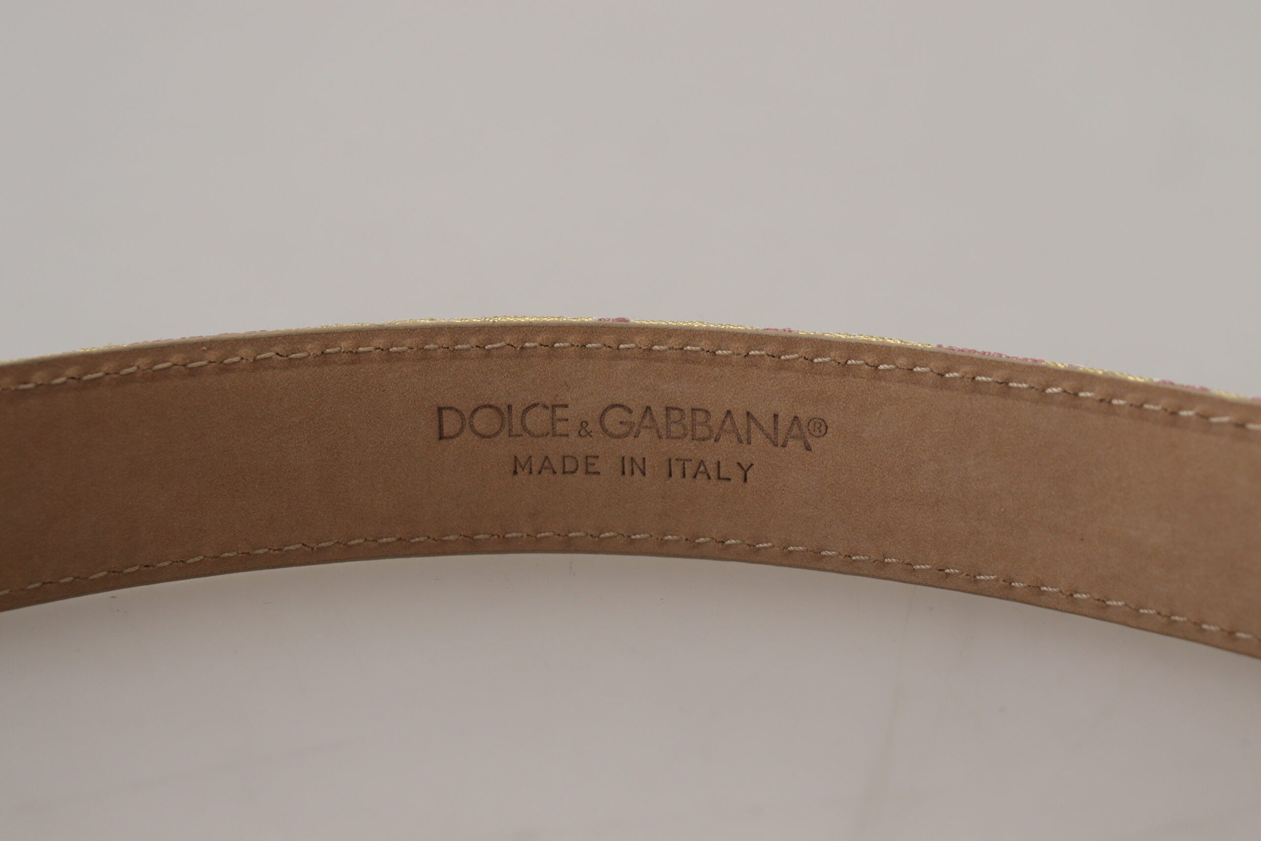 Ζώνη με μεταλλική αγκράφα Dolce &amp; Gabbana Pink Jaquard DG Logo