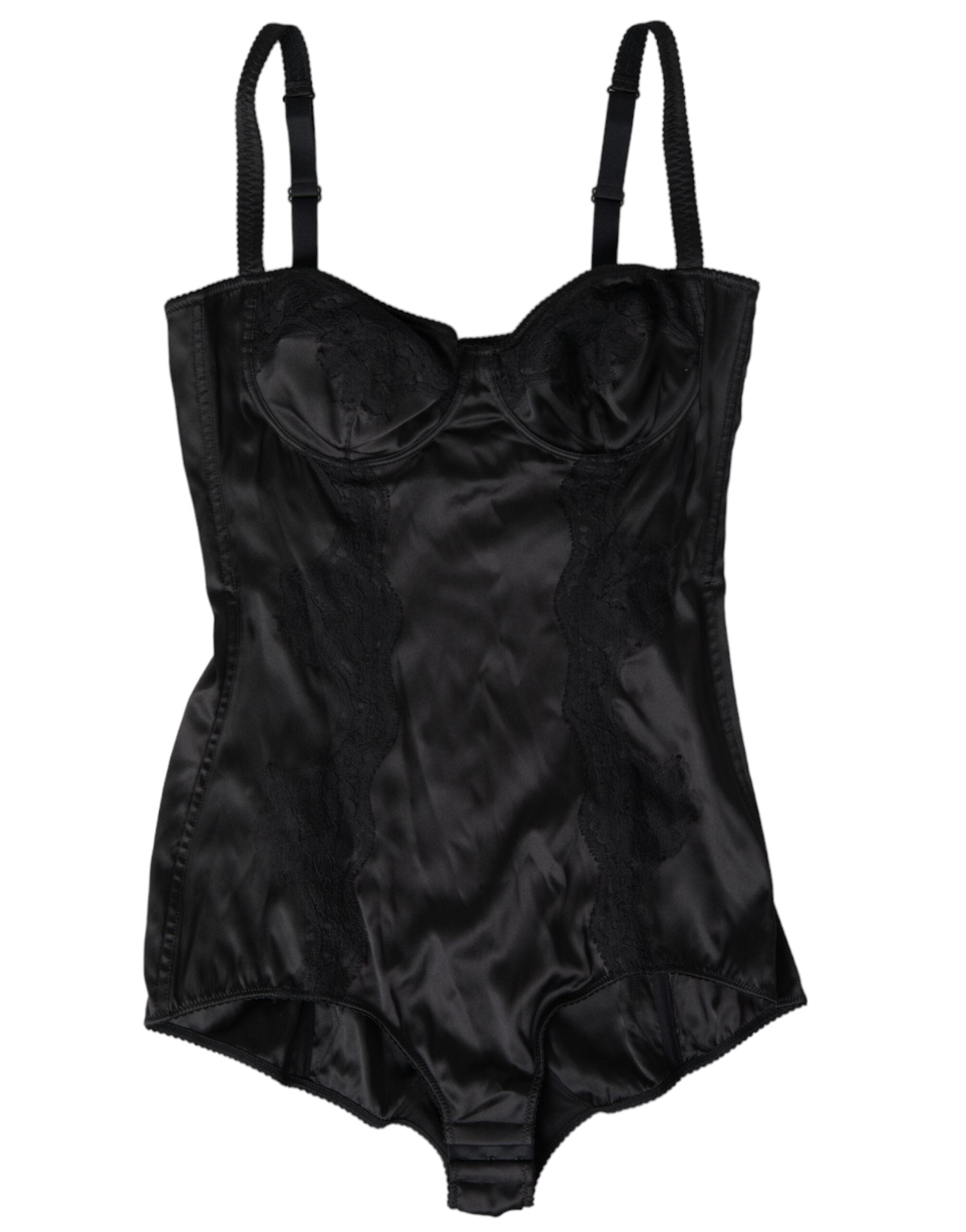 Dolce &amp; Gabbana Black Lace Silk Stretch One Piece Μπικίνι παραλίας