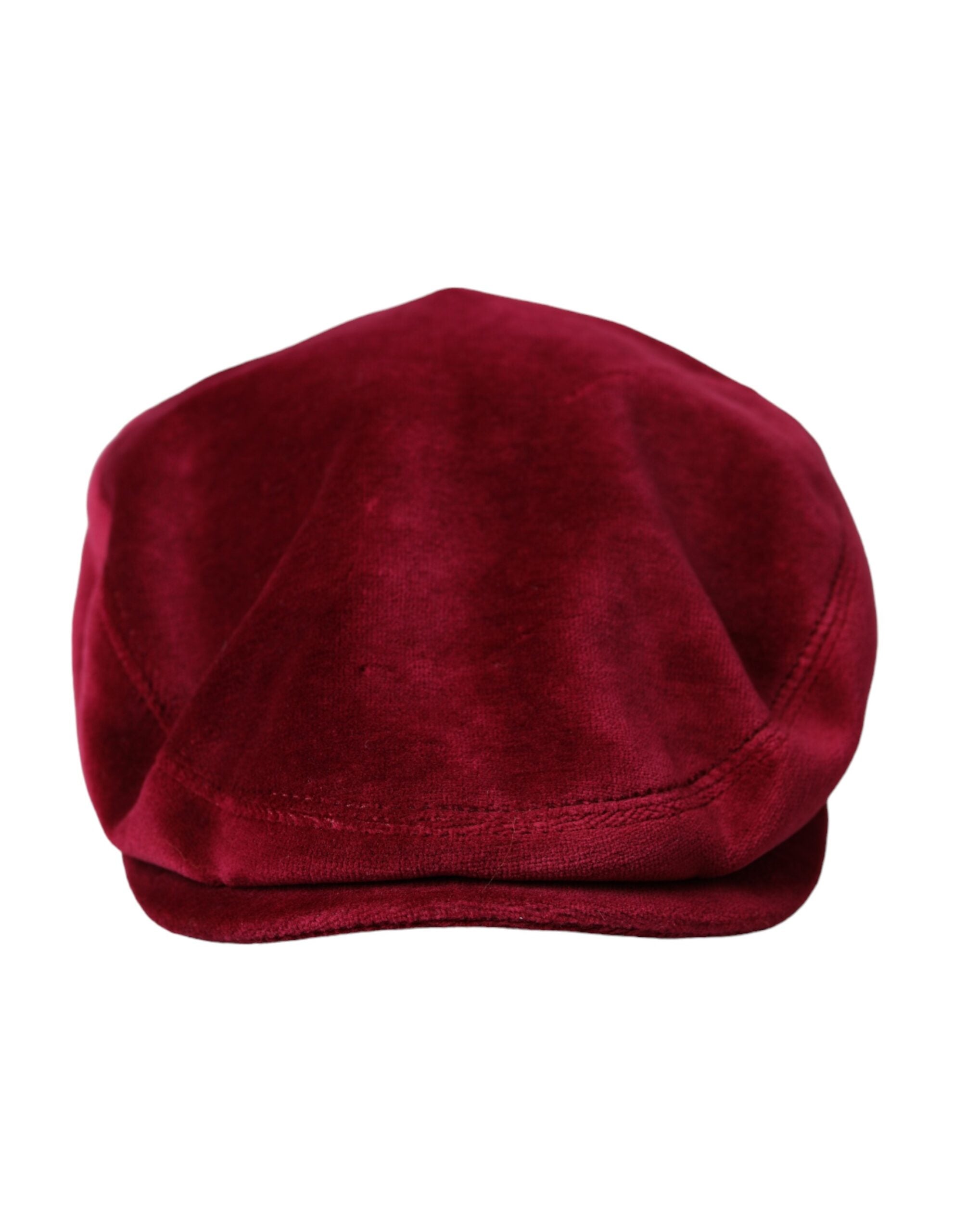 Dolce &amp; Gabbana Maroon Velvet Cotton Newsboy Hat Ανδρικά