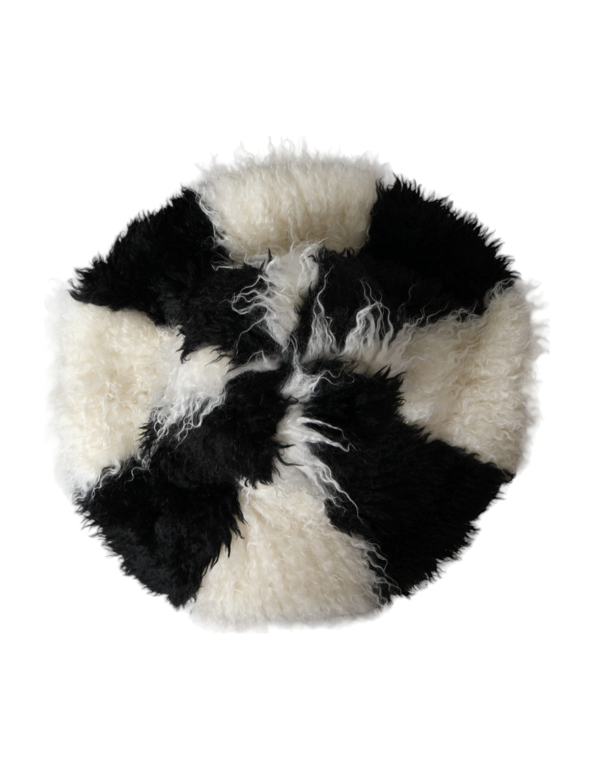 Καπέλο Dolce & Gabbana Black White Stripes Mohair με γούνινο κουβά