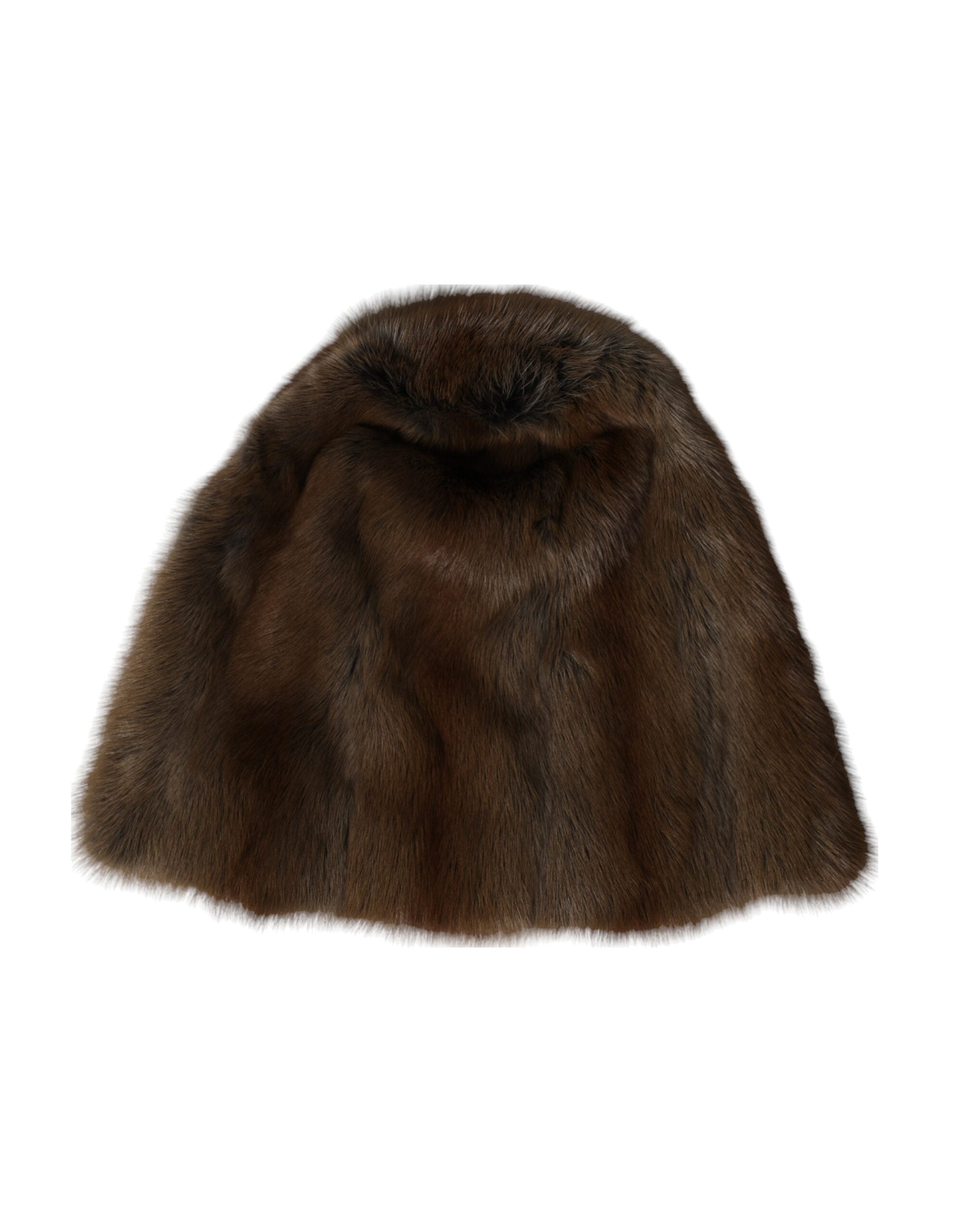 Dolce & Gabbana Brown Weasel Fur Womens Cashmere Hat Beanie