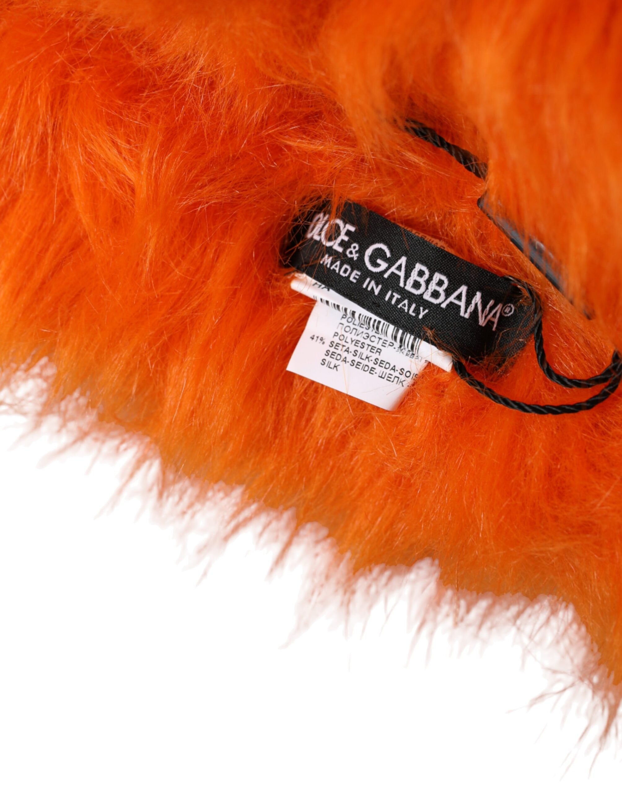 Καπέλο με πορτοκαλί Faux Fur Whole Head Wrap Dolce & Gabbana