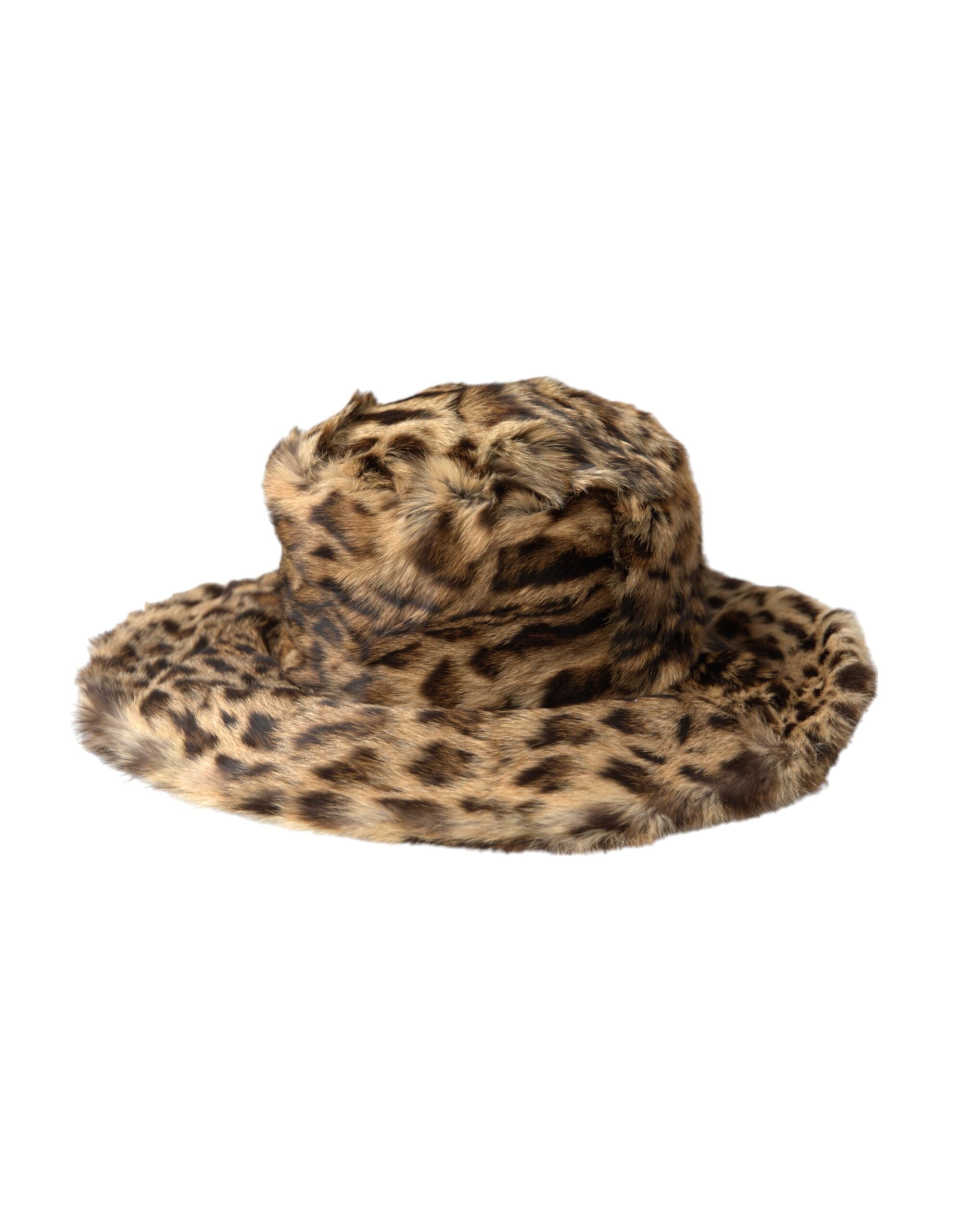 Γυναικείο καπέλο Dolce & Gabbana Brown Leopard Fur Fur