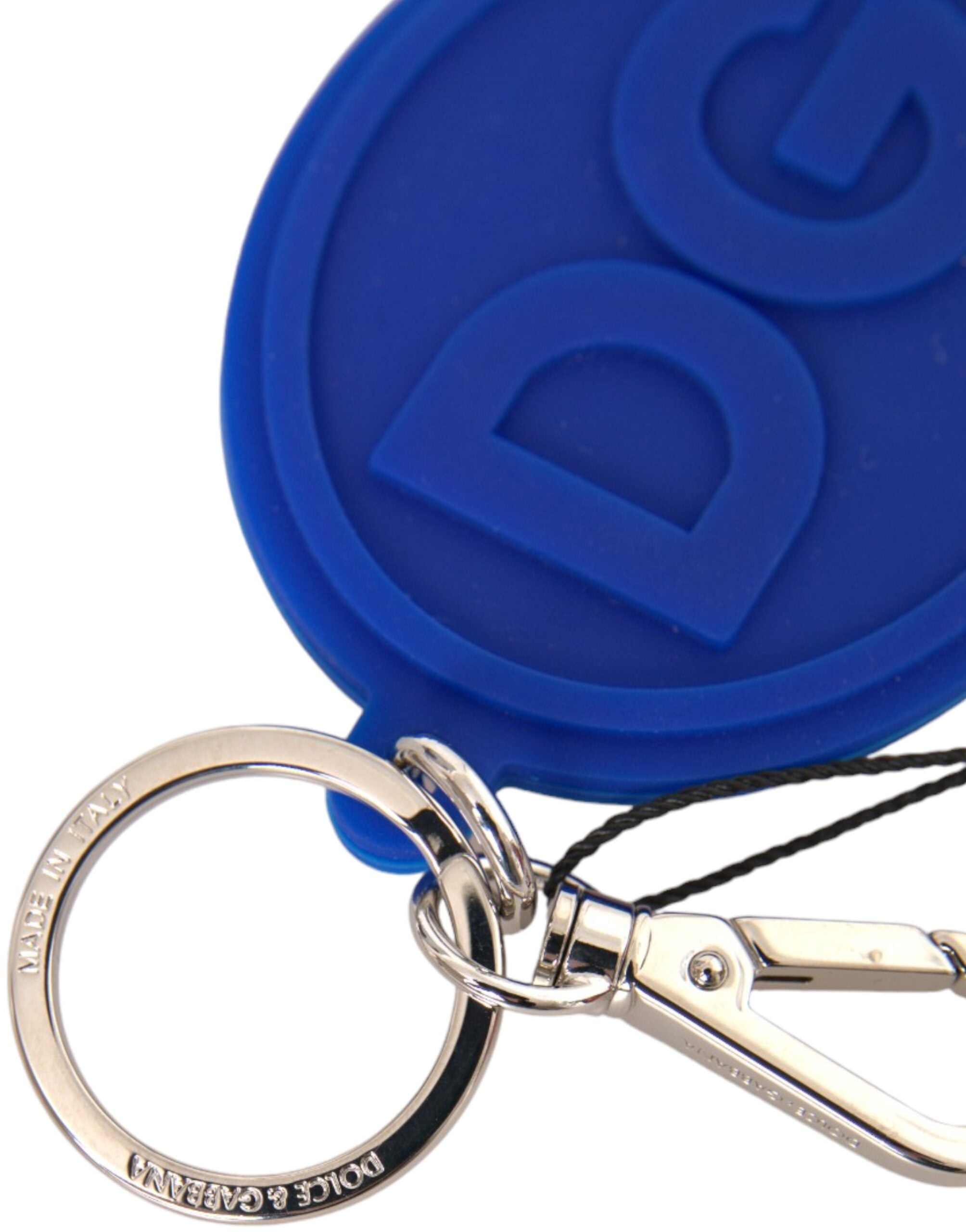 Μπρελόκ Dolce &amp; Gabbana Blue Rubber DG Logo Ασημί ορειχάλκινο μεταλλικό μπρελόκ