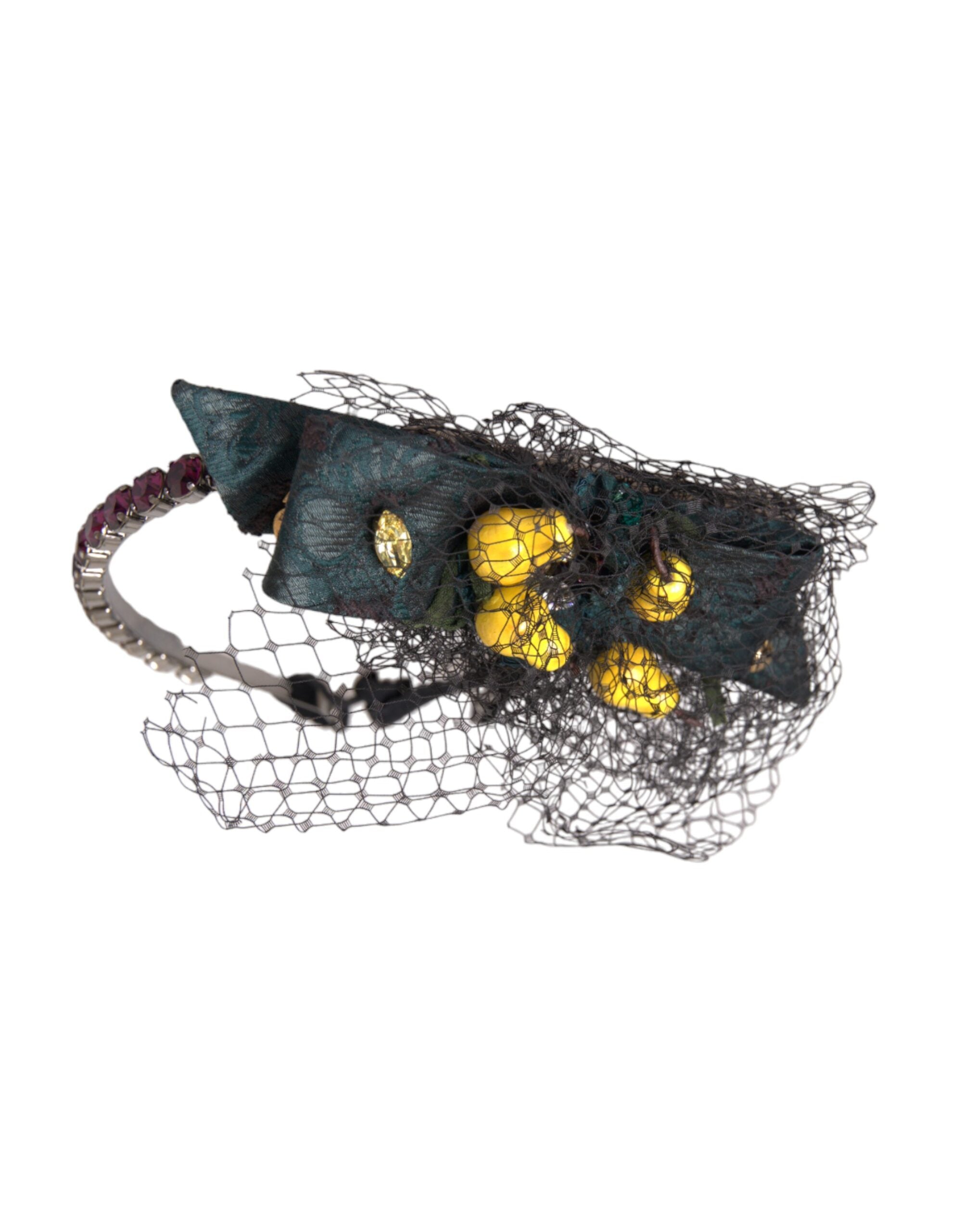 Dolce & Gabbana Black Lemons Sicily Purple Crystal Diadem Headband