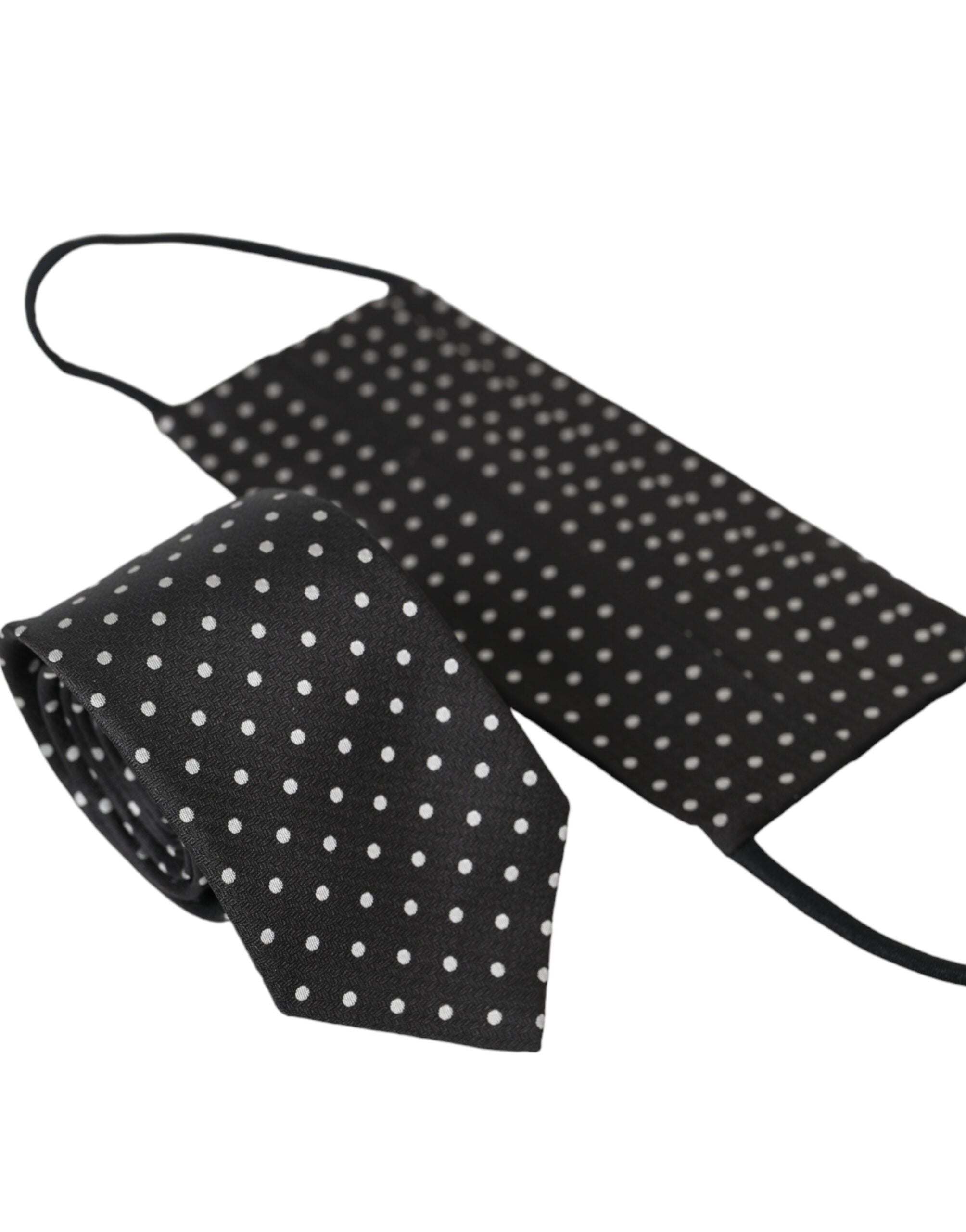 Μάσκα προσώπου Dolce & Gabbana Black White Dots 100% μεταξωτή γραβάτα προσώπου