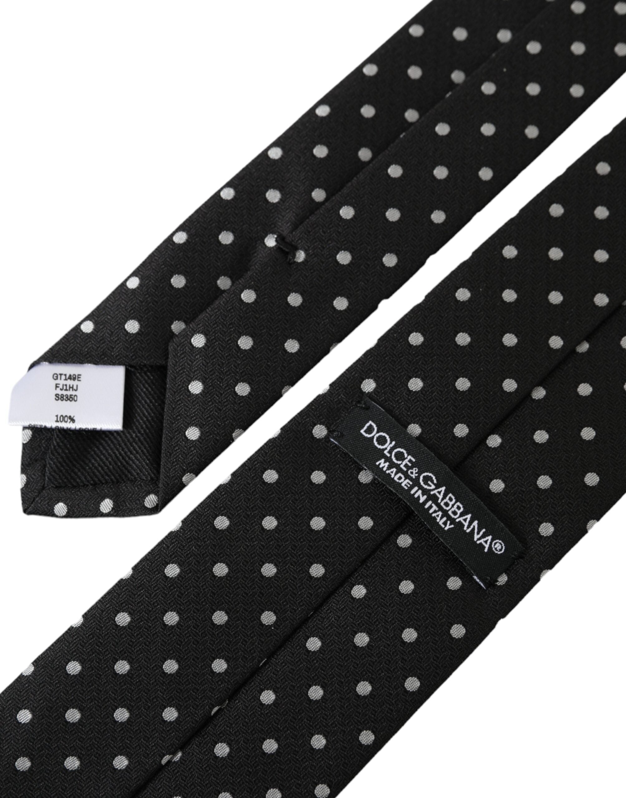 Μάσκα προσώπου Dolce & Gabbana Black White Dots 100% μεταξωτή γραβάτα προσώπου