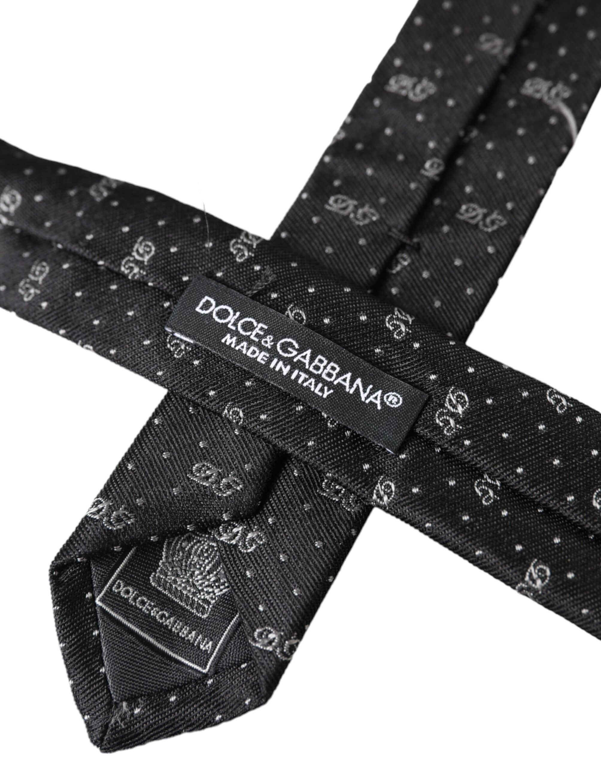 Dolce & Gabbana Black Logo DG 100% Μεταξωτή Ρυθμιζόμενη Γραβάτα