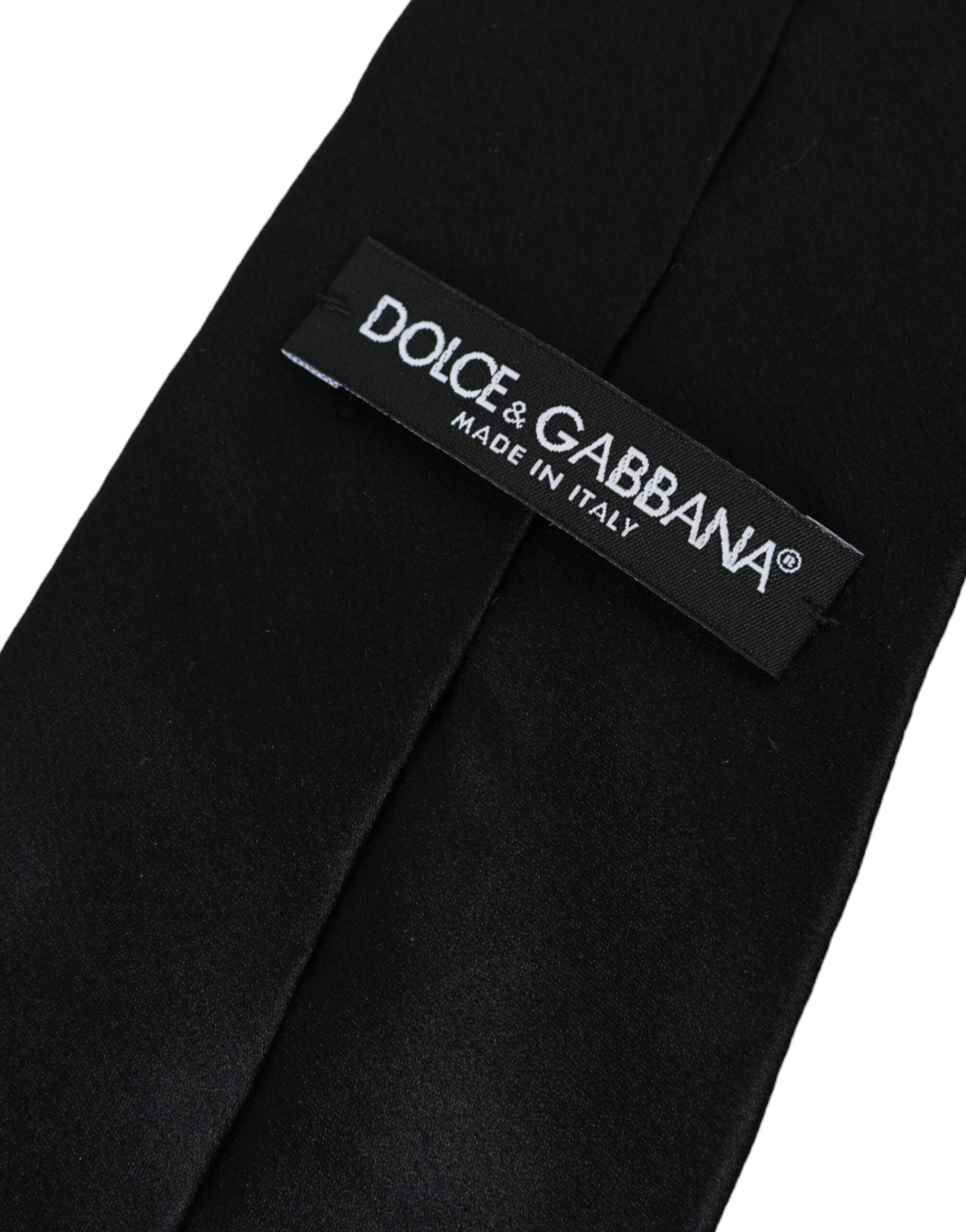 Ανδρική γραβάτα Dolce & Gabbana Black Solid Silk Ρυθμιζόμενη Ανδρική Γραβάτα