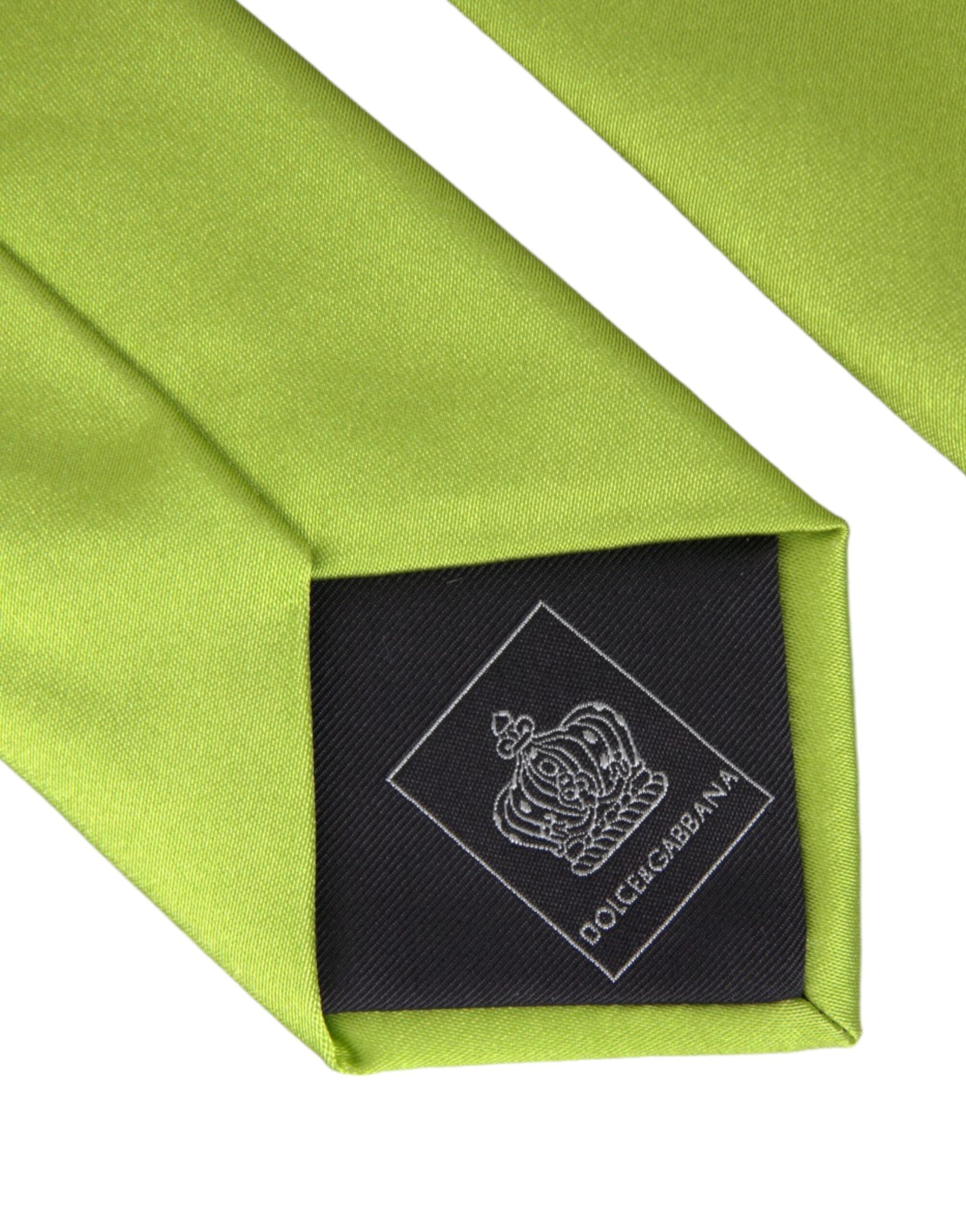 Ανδρική γραβάτα Dolce & Gabbana Green Solid Silk Ρυθμιζόμενη Ανδρική Γραβάτα