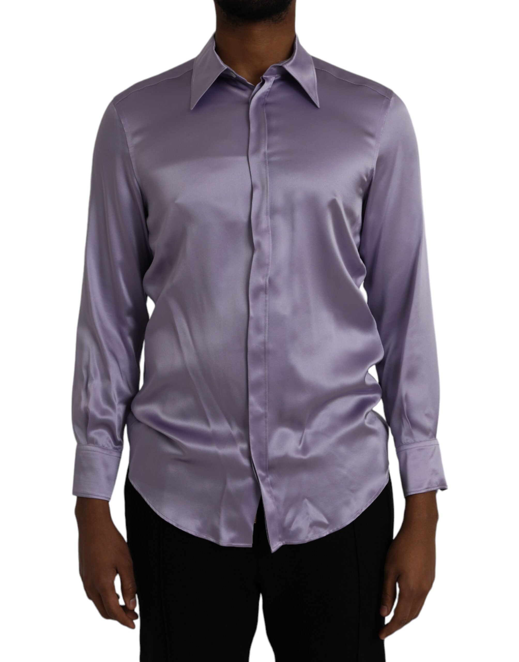 Dolce & Gabbana Purple Satin Silk Formal Dress MARTINI Shirt