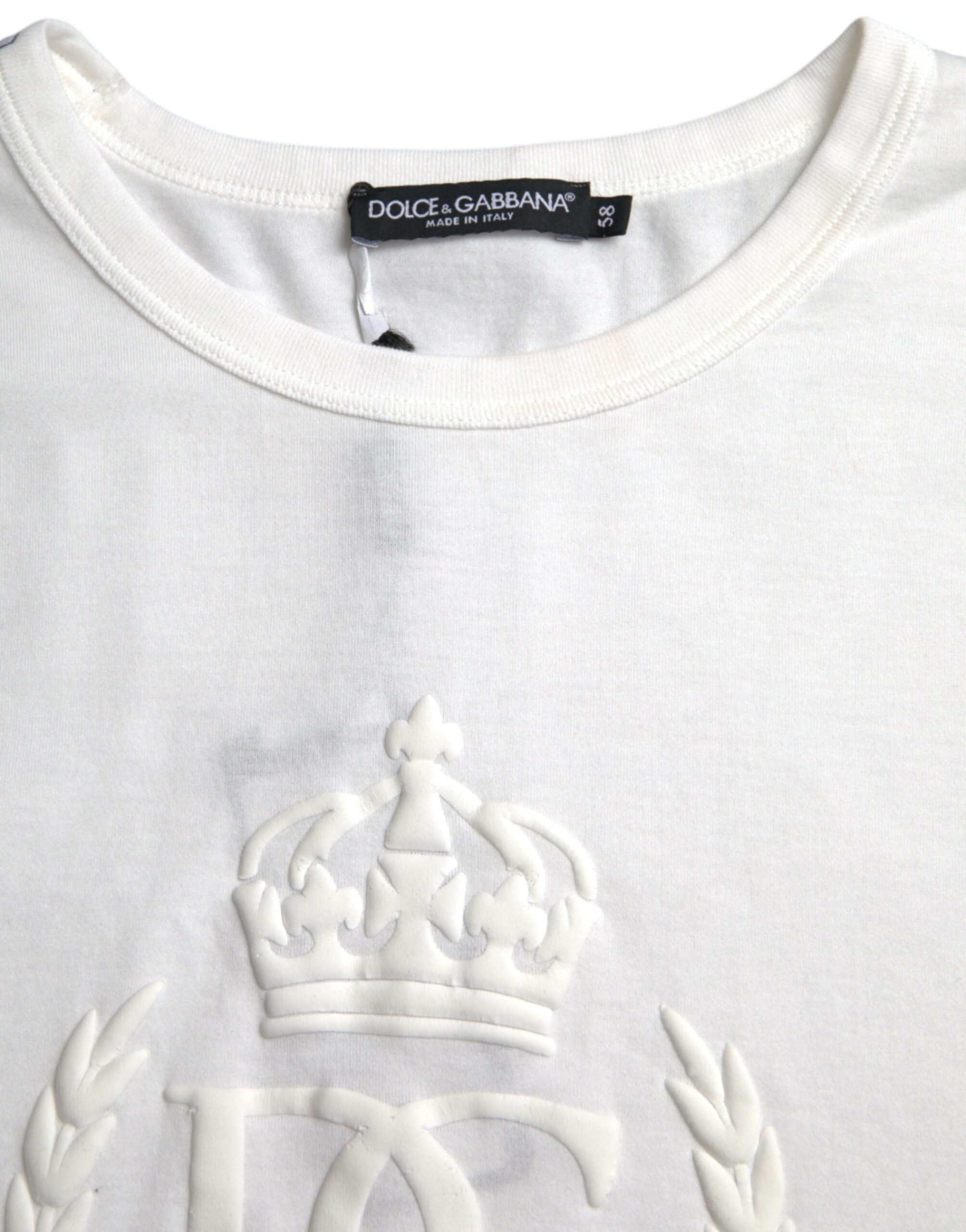 Μπλουζάκι Dolce &amp; Gabbana White Logo με ανάγλυφο βαμβακερό λαιμόκοψη