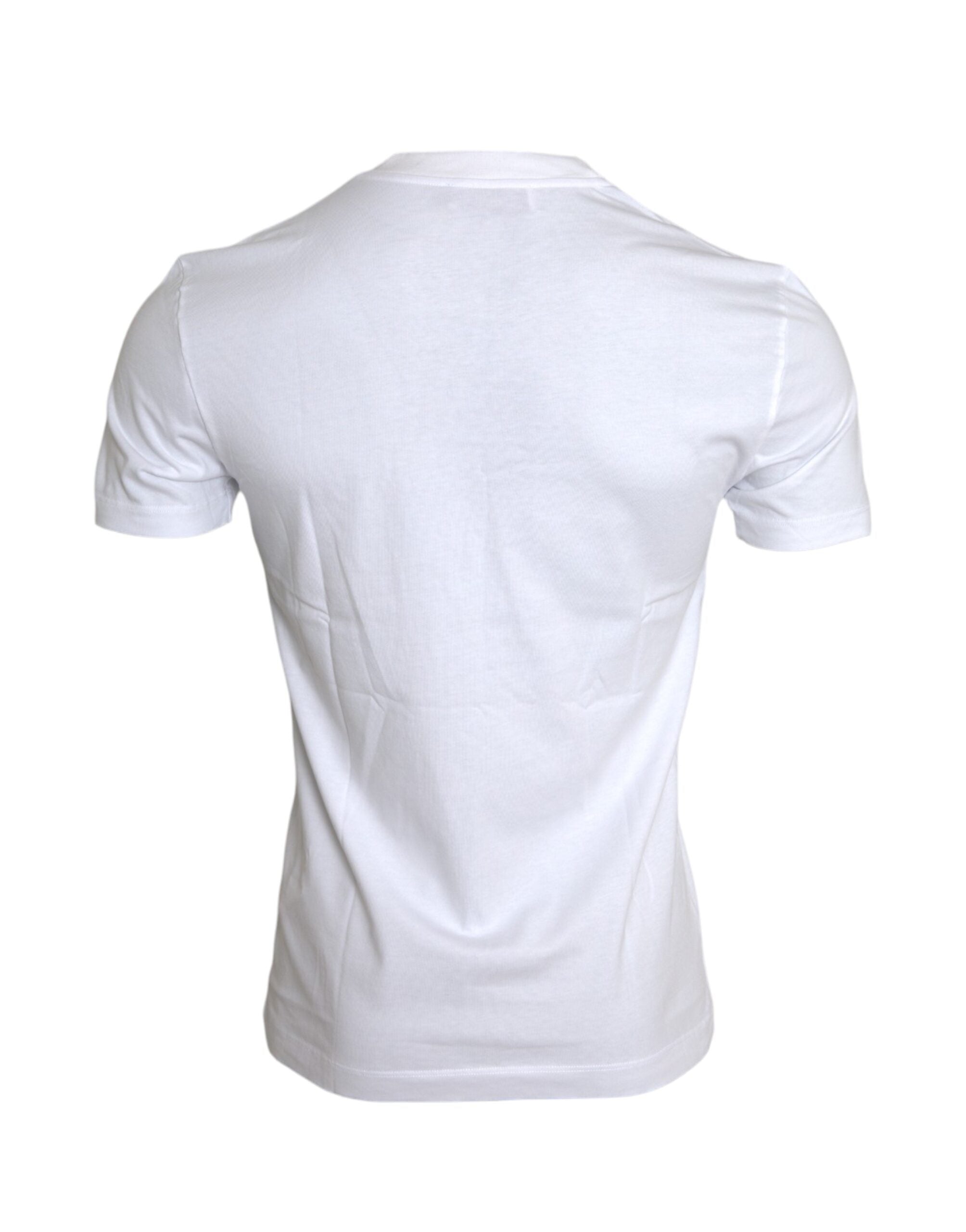 Ανδρικό μπλουζάκι Dolce & Gabbana White Cotton DG Applique Casual