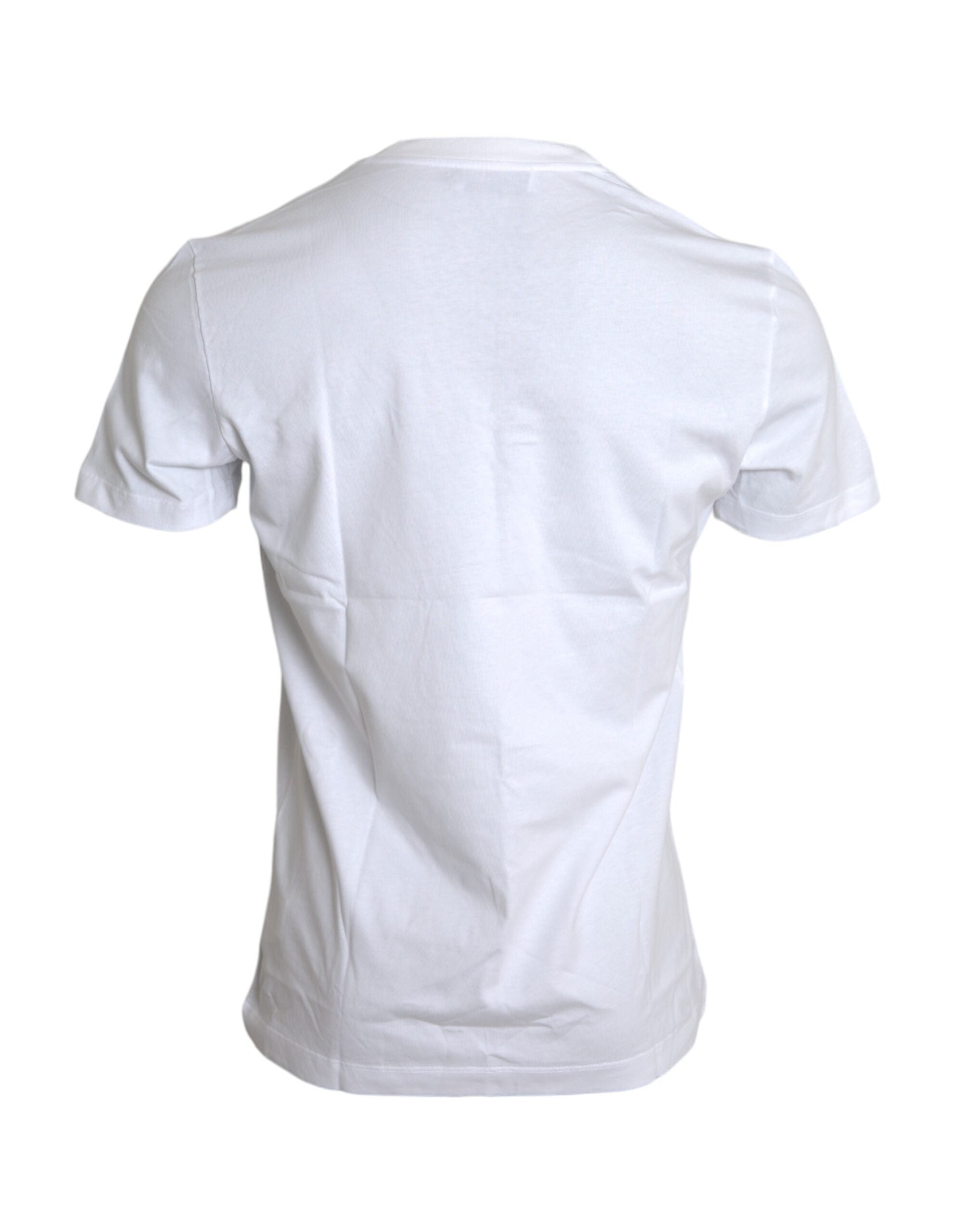 Ανδρικό μπλουζάκι Dolce & Gabbana White Cotton DG Applique Casual