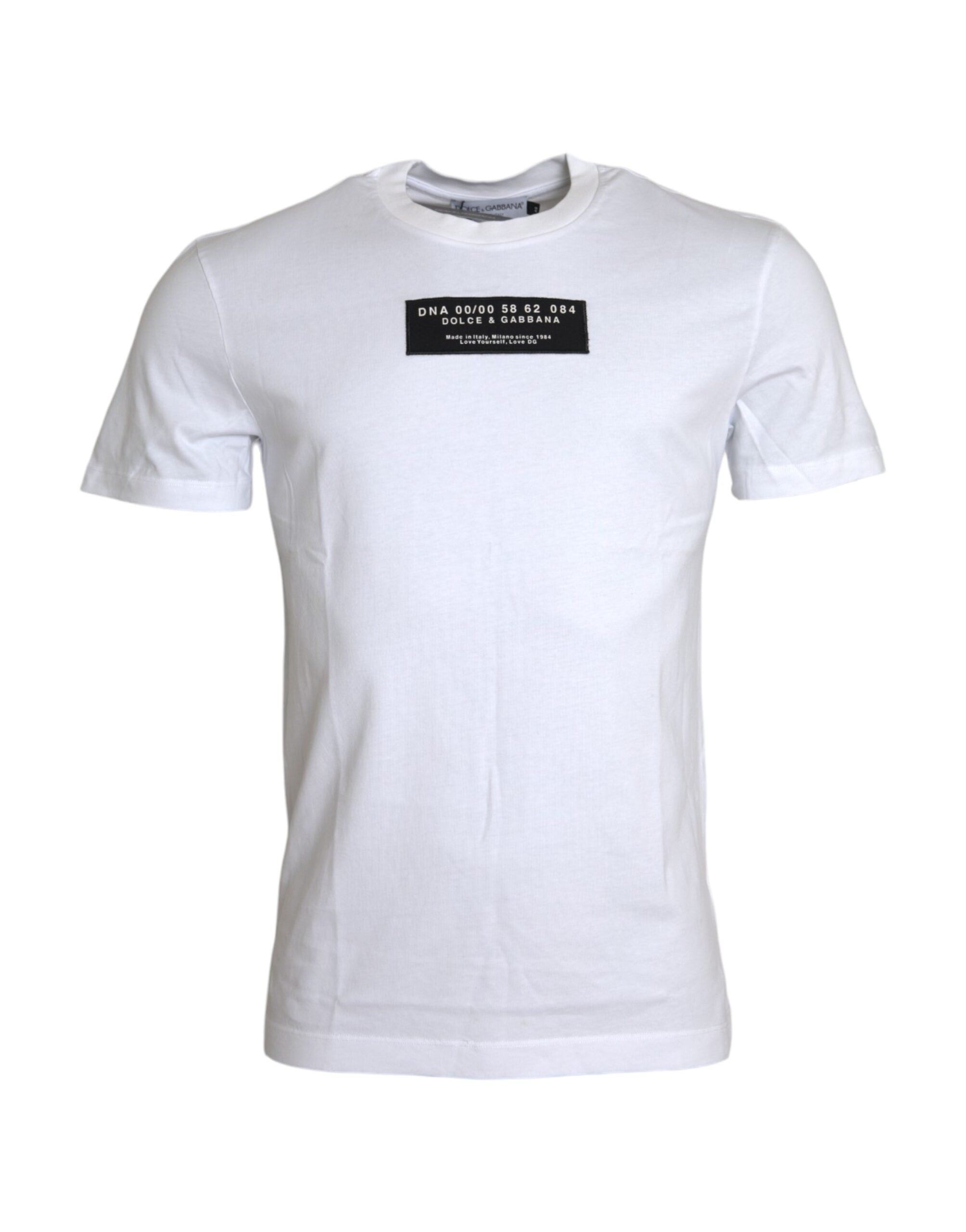 Ανδρικό μπλουζάκι Dolce & Gabbana White Cotton DG Applique Casual