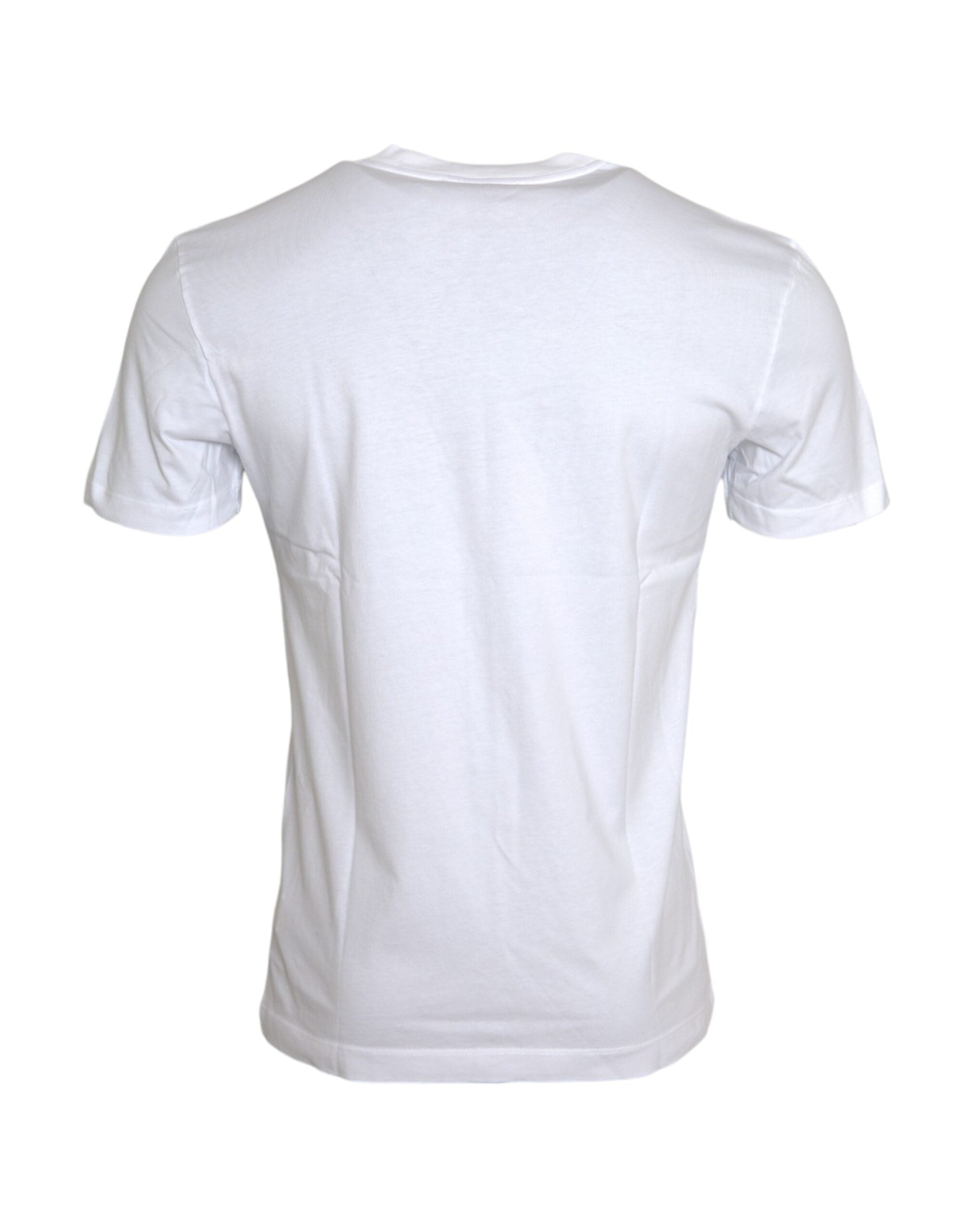 Ανδρικό μπλουζάκι Dolce & Gabbana White Cotton DG Applique Casual