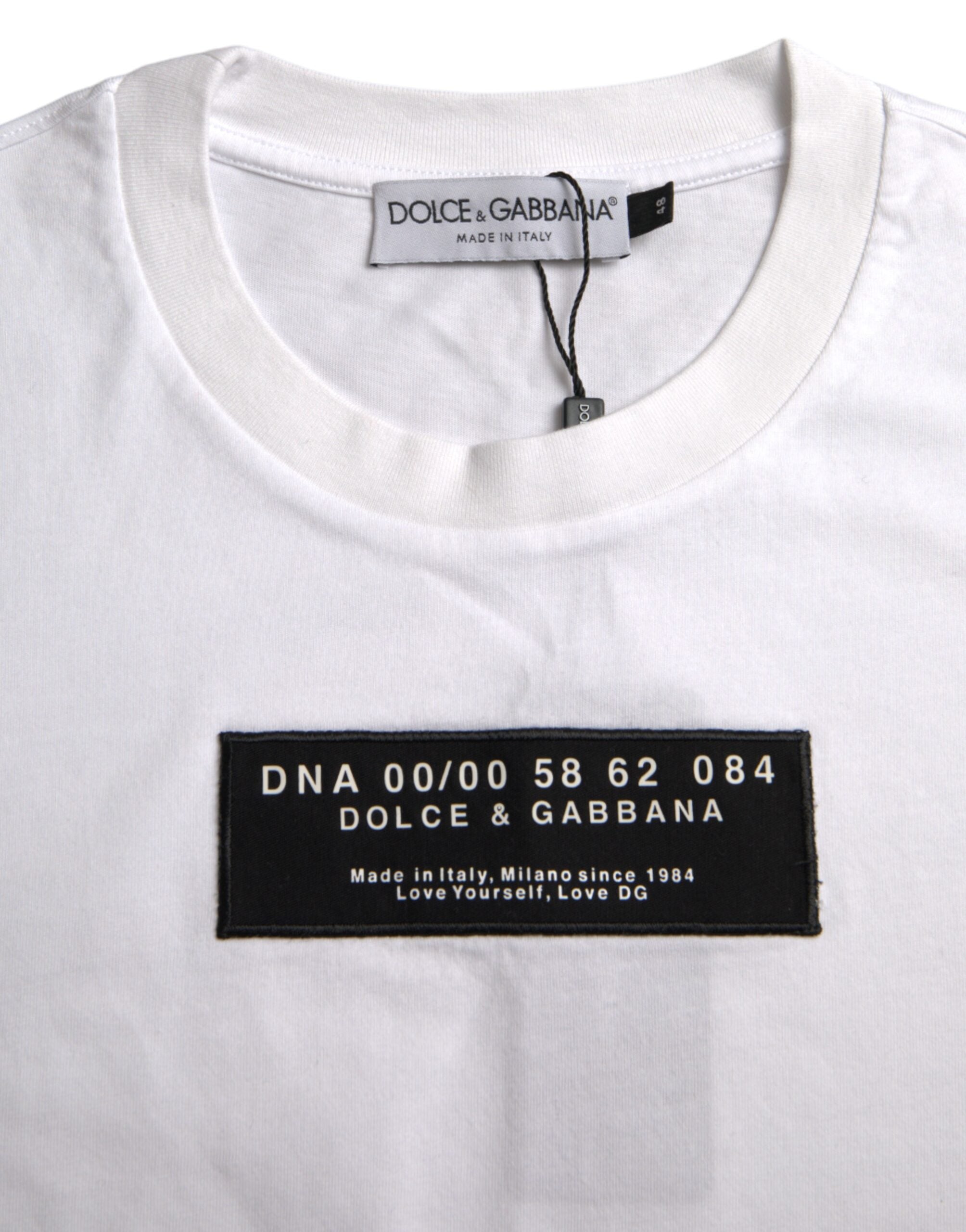 Ανδρικό μπλουζάκι Dolce & Gabbana White Cotton DG Applique Casual