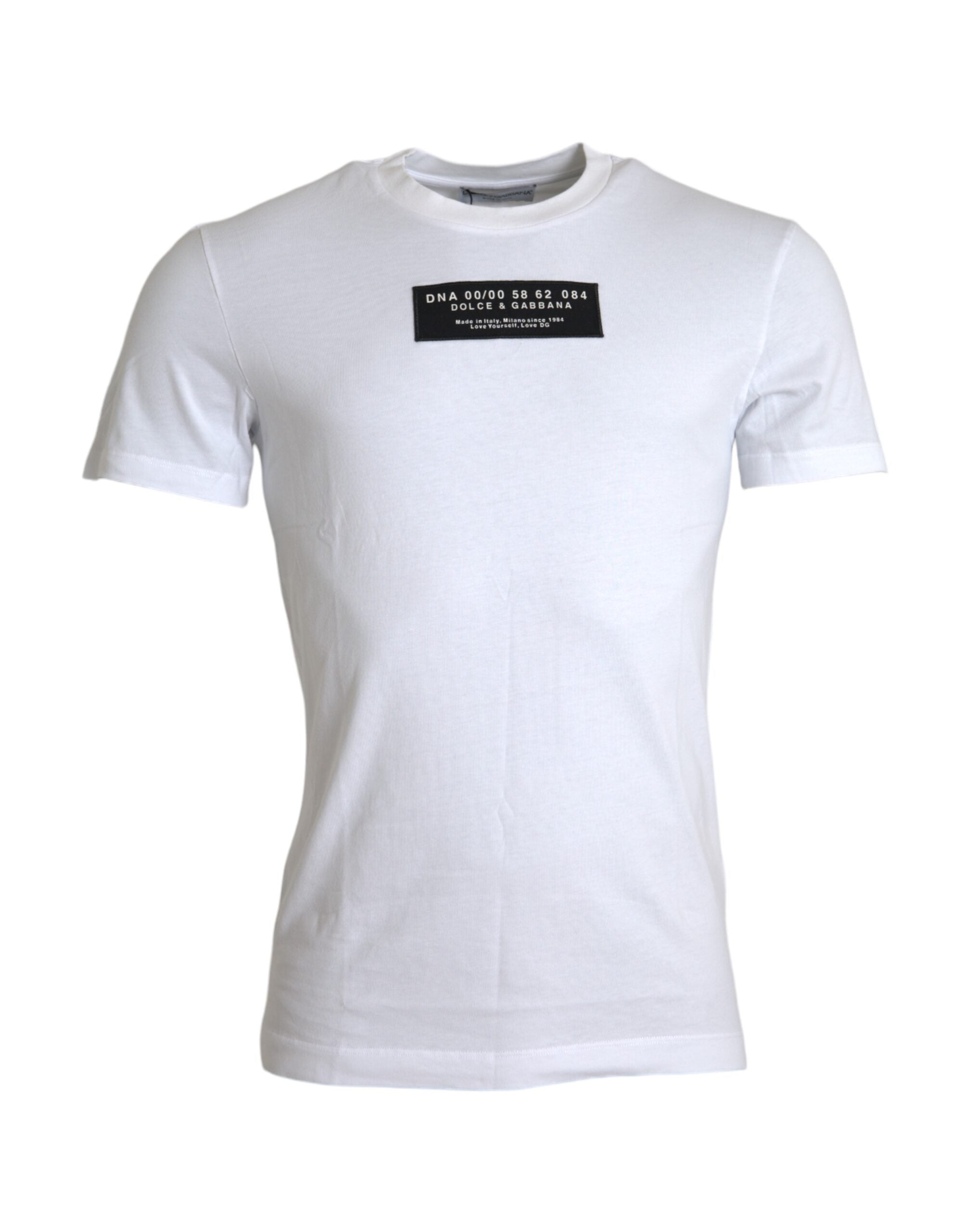 Ανδρικό μπλουζάκι Dolce & Gabbana White Cotton DG Applique Casual