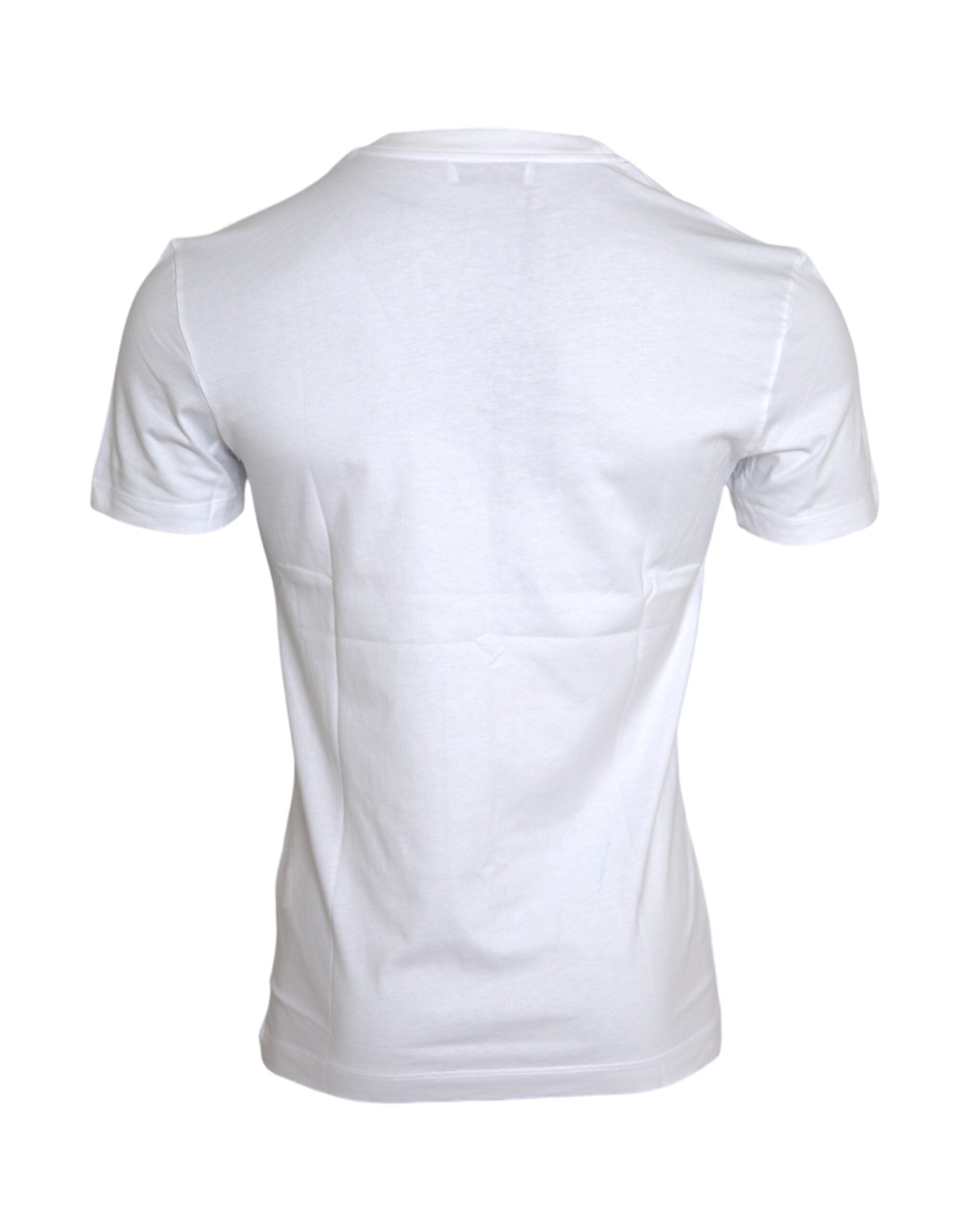 Ανδρικό μπλουζάκι Dolce & Gabbana White Cotton DG Applique Casual