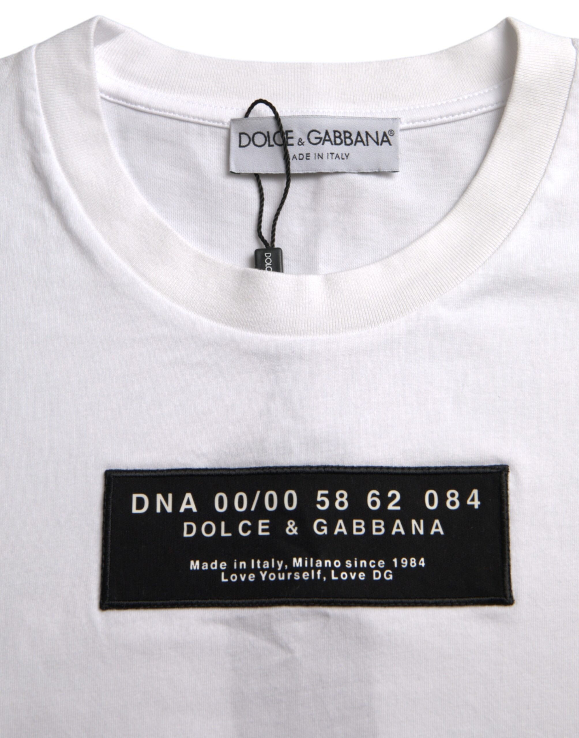 Ανδρικό μπλουζάκι Dolce & Gabbana White Cotton DG Applique Casual