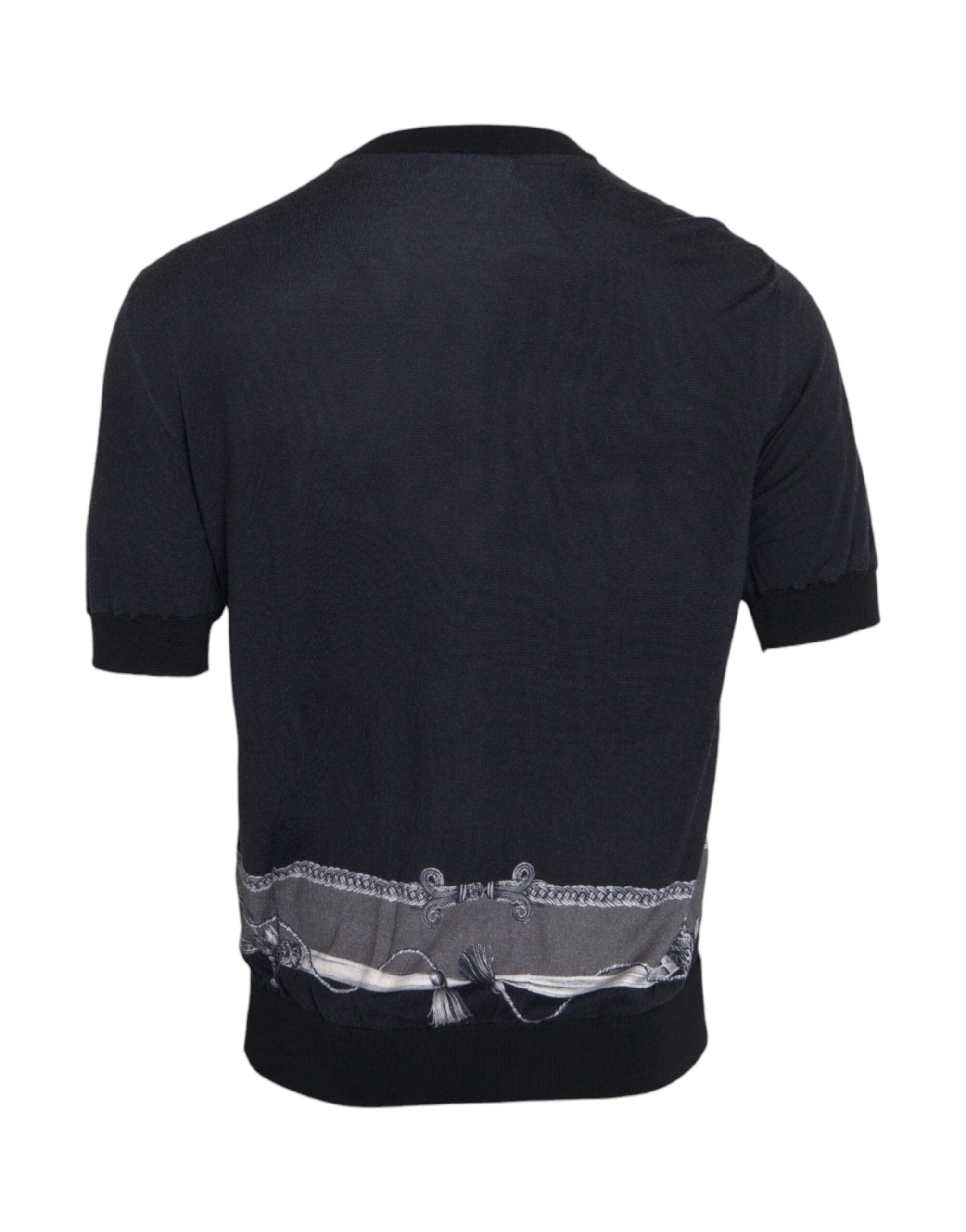 Μπλουζάκι Dolce & Gabbana Black Cashmere Silk Jacket Print T-shirt