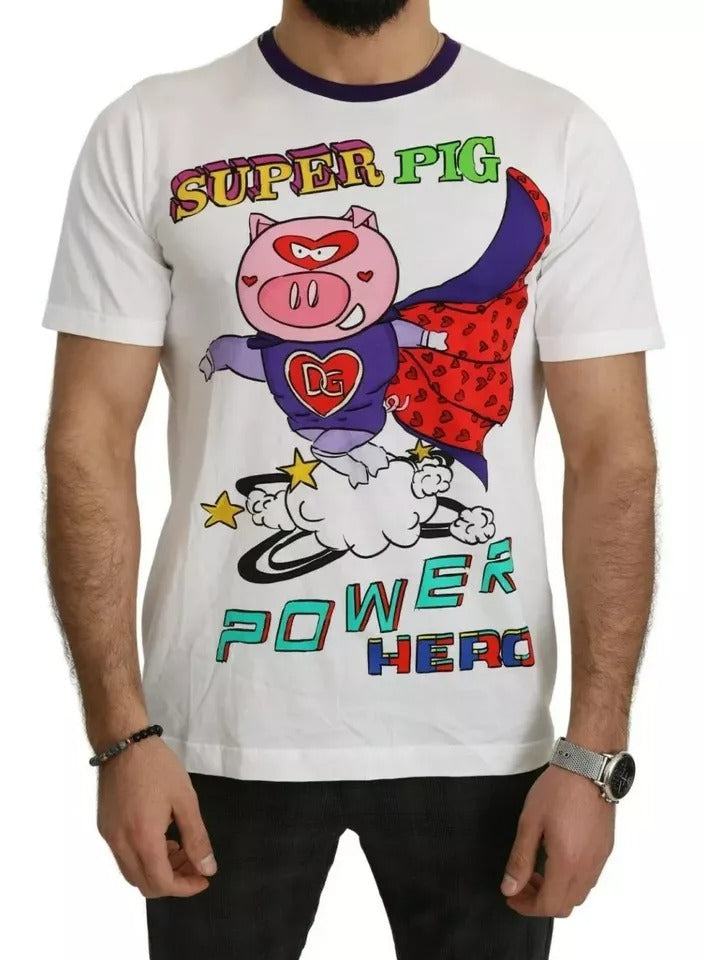 Μπλουζάκι Dolce & Gabbana White Cotton 2019 Year of the Pig