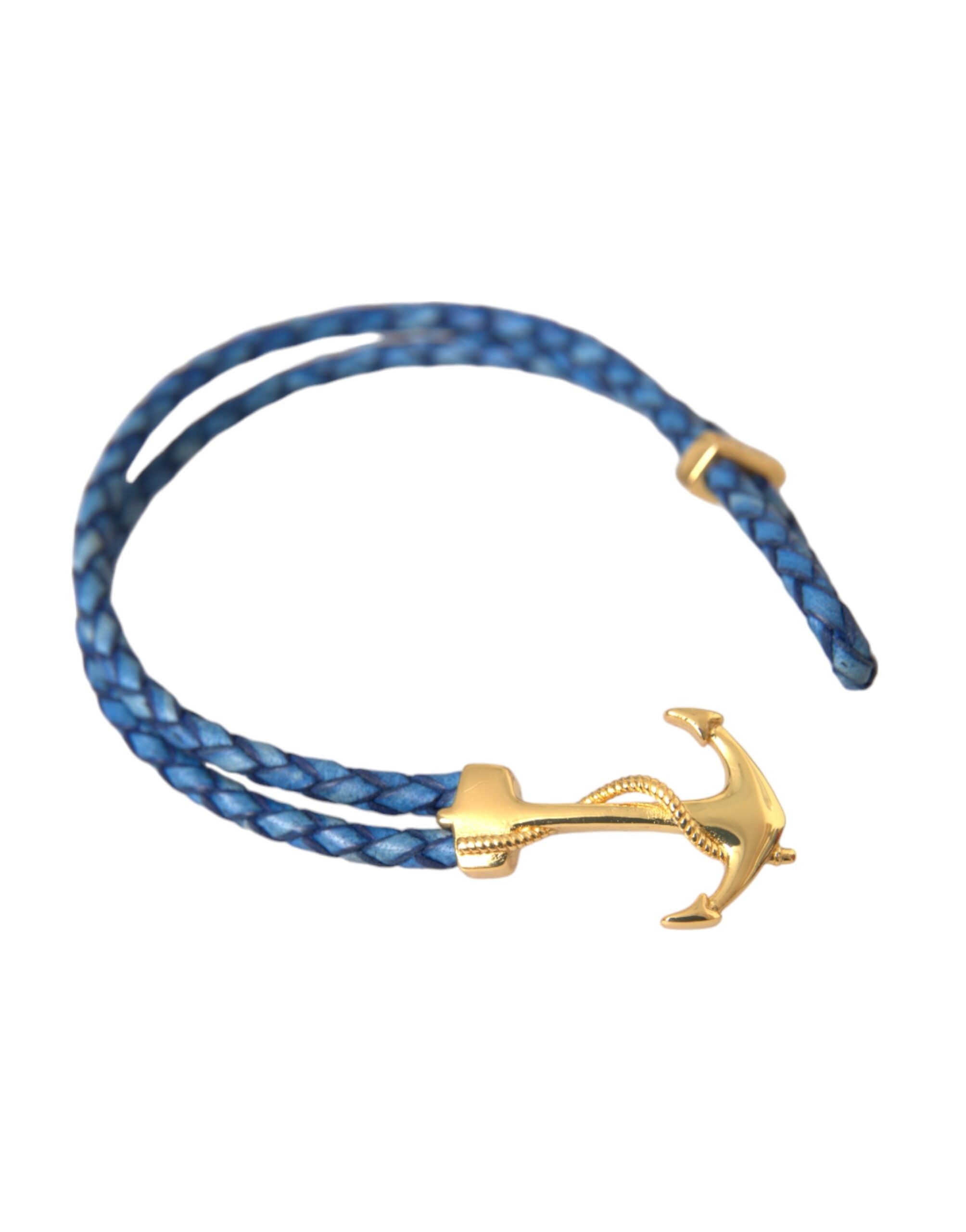 Ανδρικό βραχιόλι γούρι Nialaya Blue Gold Anchor 925 Silver Charm