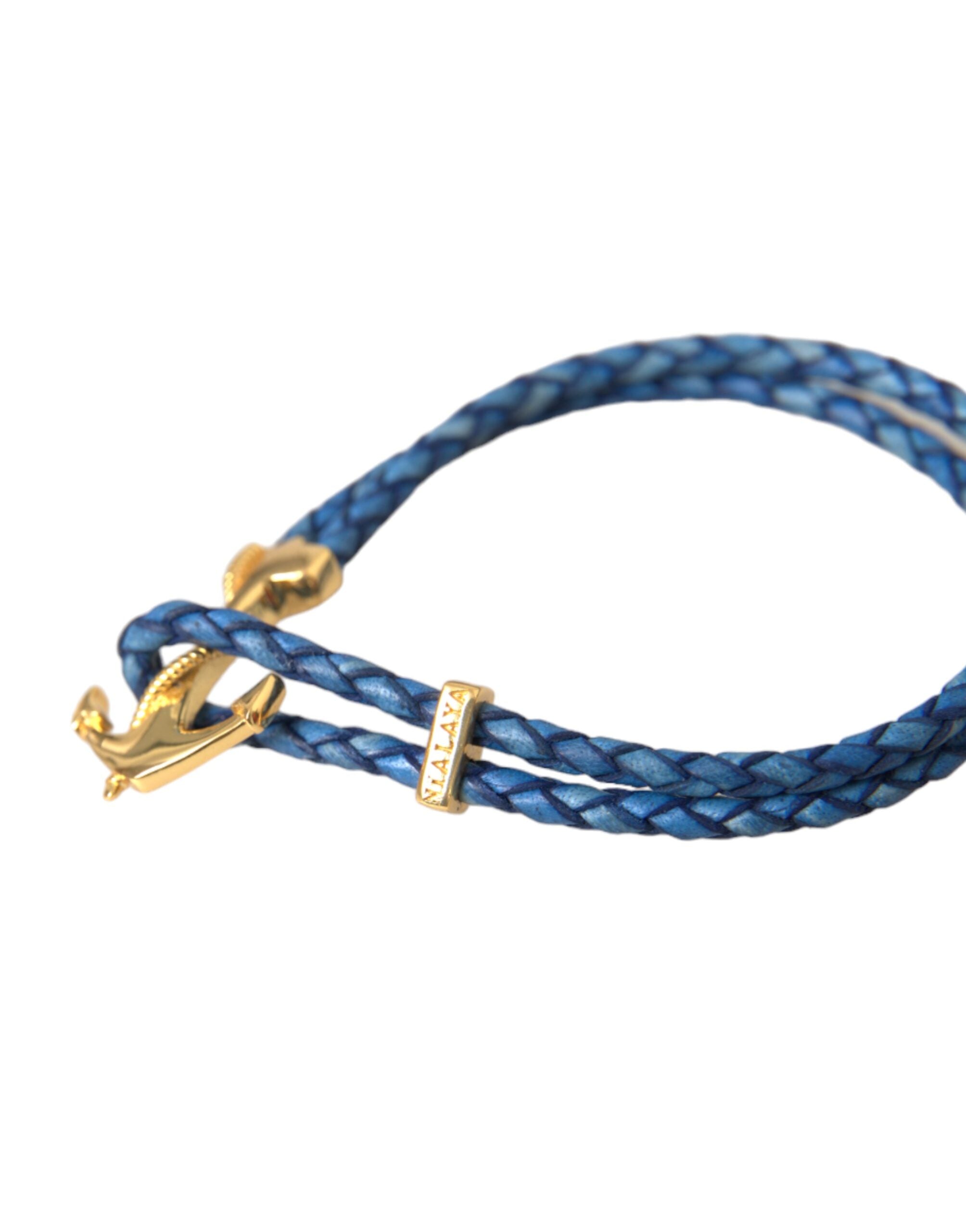 Ανδρικό βραχιόλι γούρι Nialaya Blue Gold Anchor 925 Silver Charm