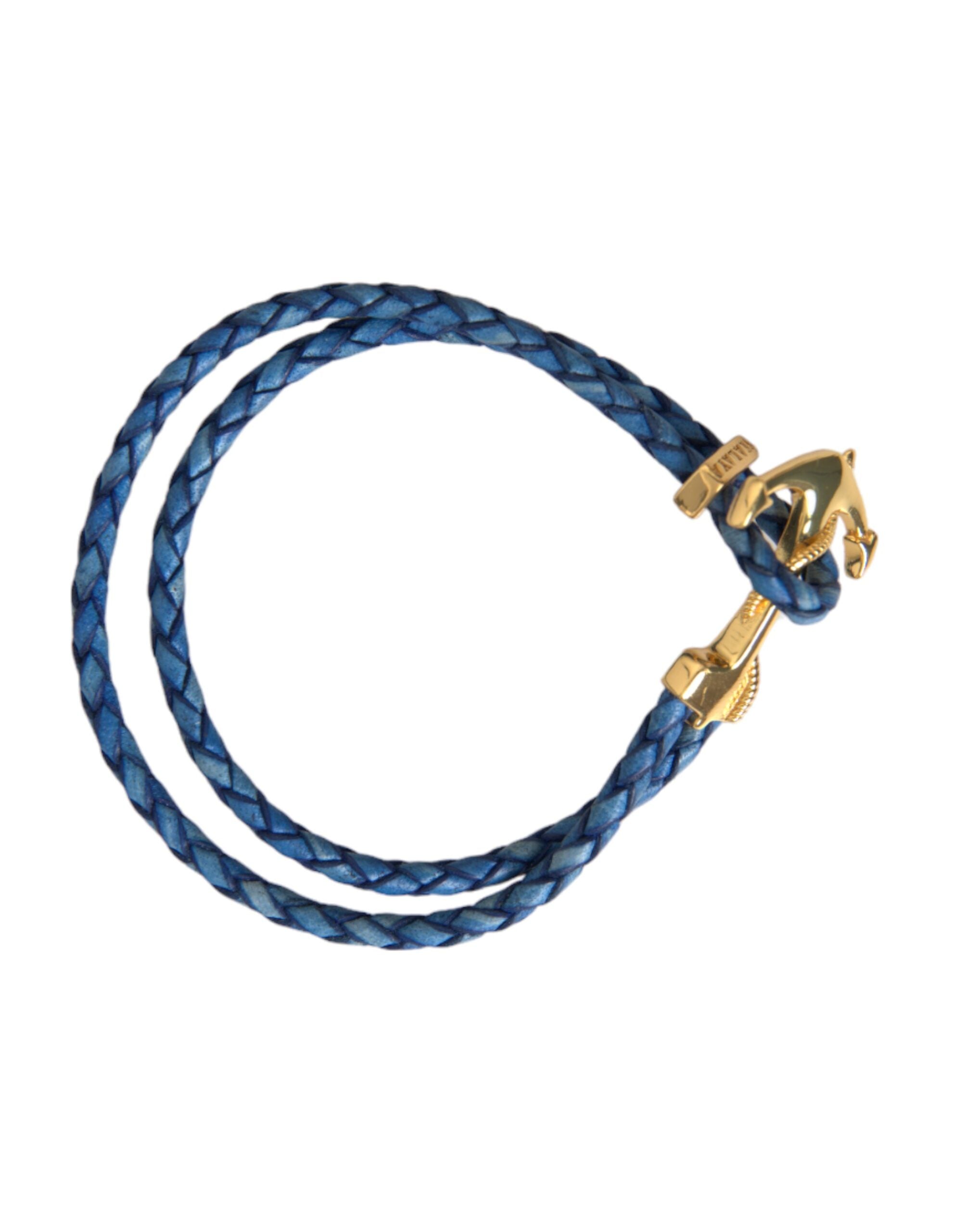 Ανδρικό βραχιόλι γούρι Nialaya Blue Gold Anchor 925 Silver Charm