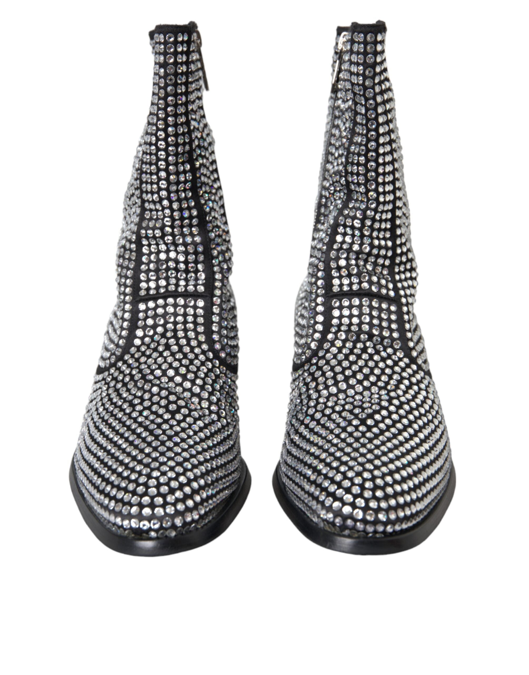 Παπούτσια Dolce & Gabbana Black Rhinestone Crystal Chelsea Boots